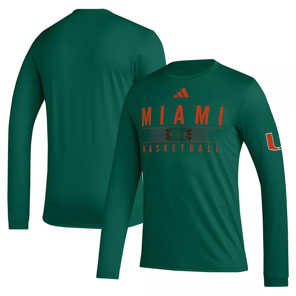 Men's adidas Green Miami Hurricanes Practice Basketball Pregame AEROREADY Long Sleeve T-Shirt,  Product Image