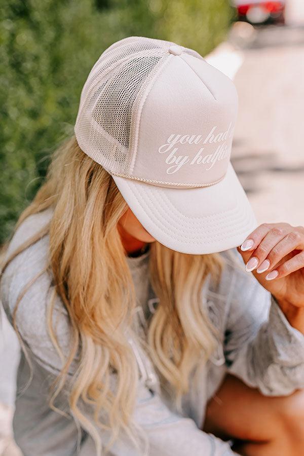 You Had Me By Halftime Trucker Hat in Beige Product Image