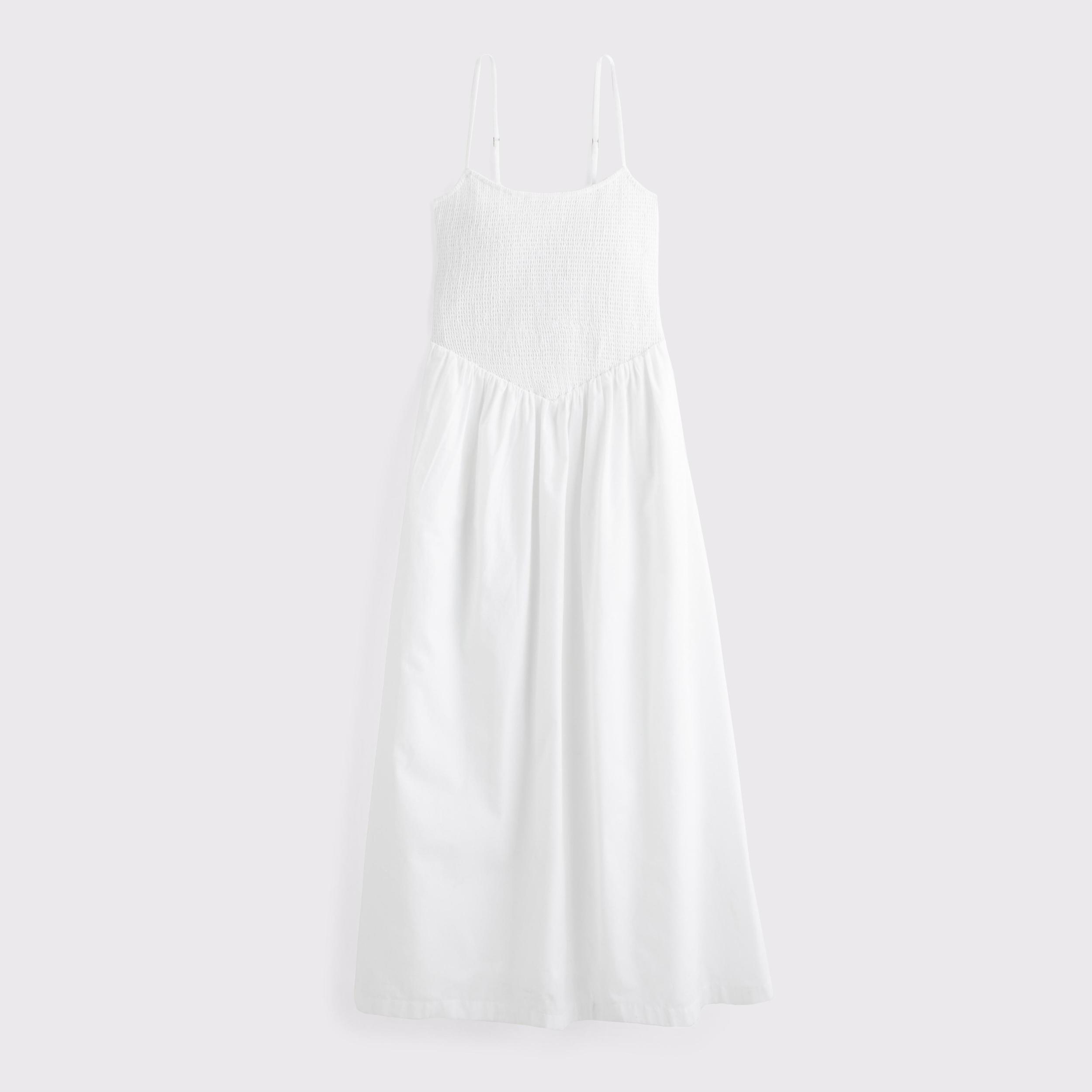 Dipped-Waist Smocked Midi Dress Product Image