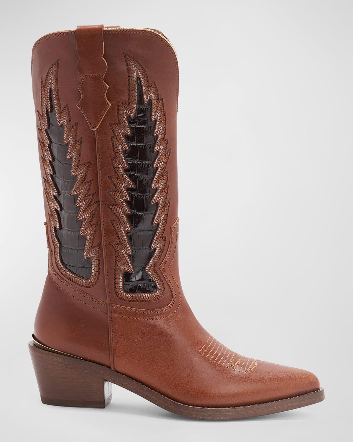 Whitney Mixed Leather Western Boots Product Image