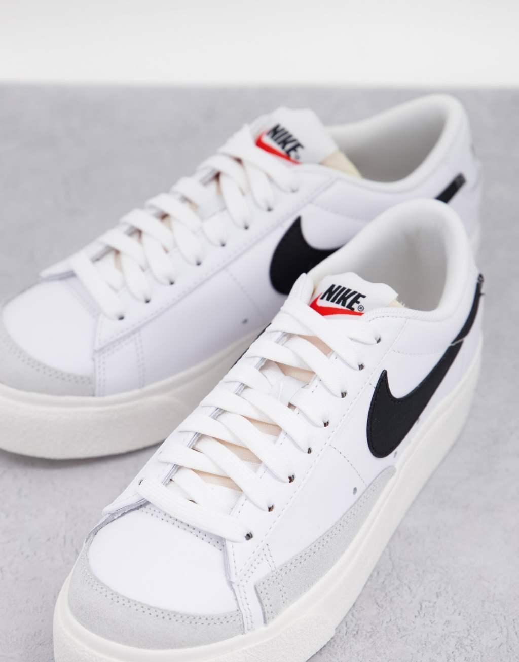 Nike Blazer Low Platform sneakers in white and black  Product Image