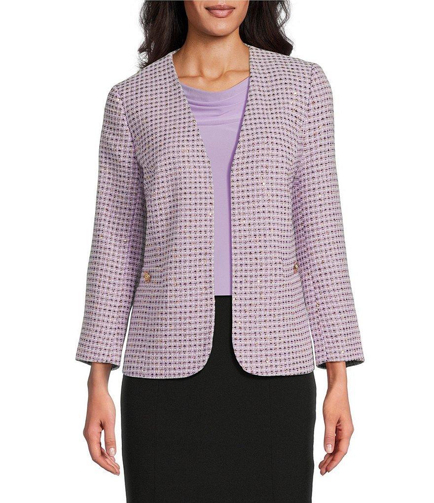 Kasper Tweed Open Front 3/4 Sleeve Jacket Product Image