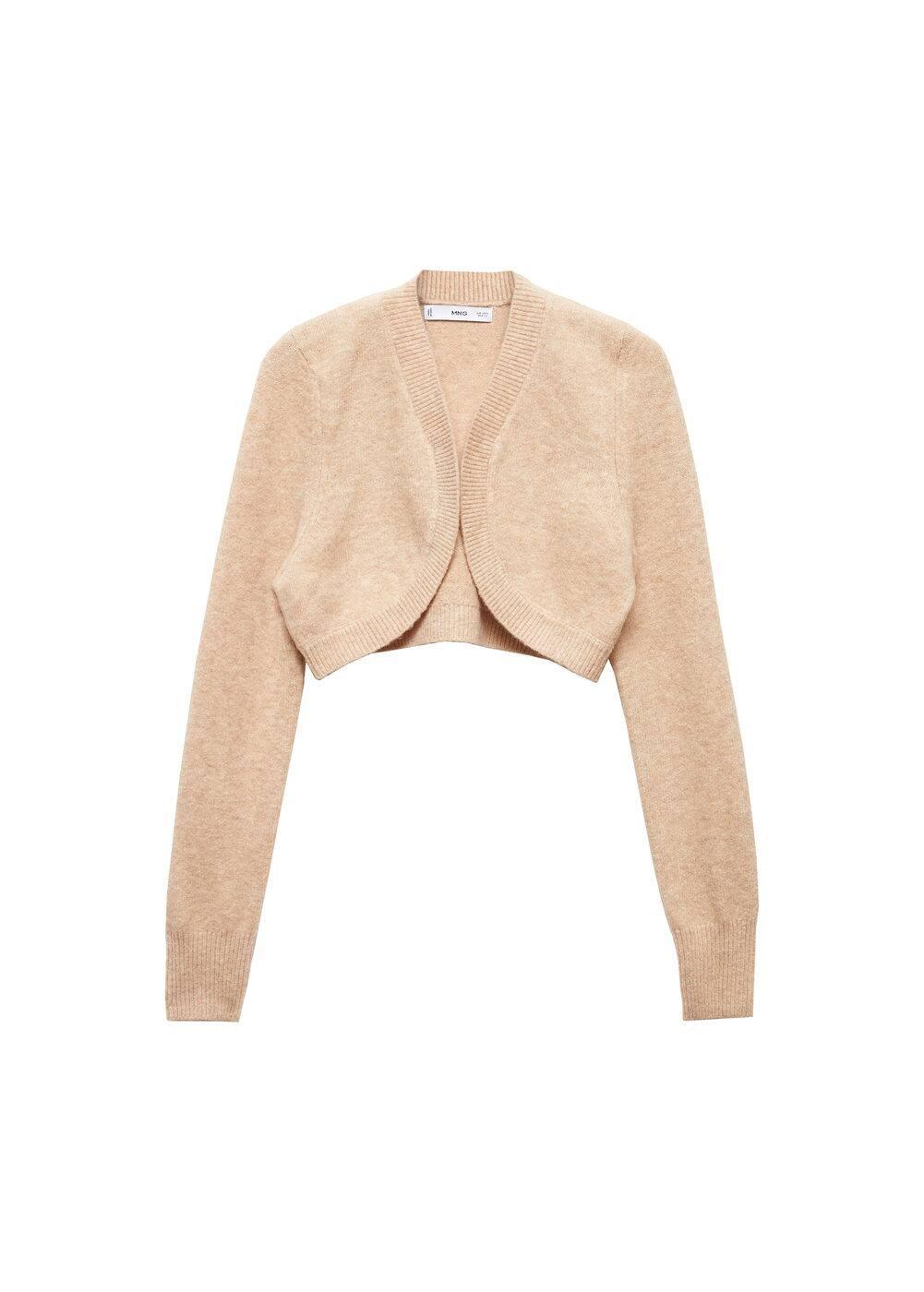 Mango Womens Knitted Cropped Cardigan Product Image