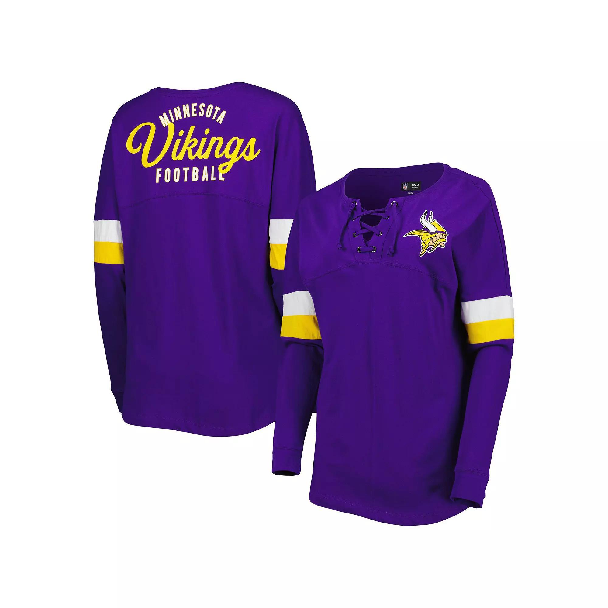 Women's New Era Purple Minnesota Vikings Athletic Varsity Lace-Up Long Sleeve T-Shirt, Size: Large Product Image