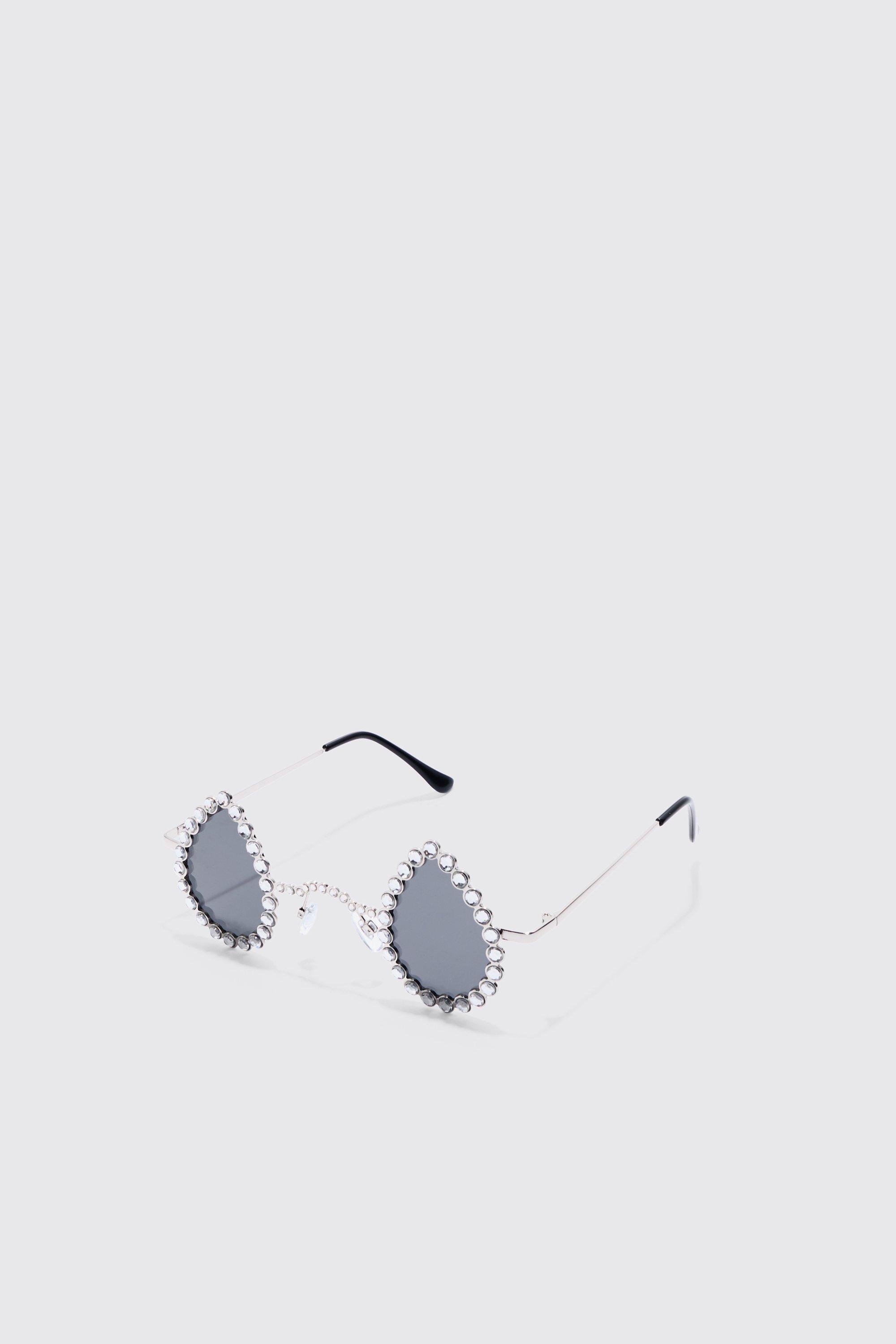 Diamante Tear Drop Sunglasses | boohooMAN USA Product Image