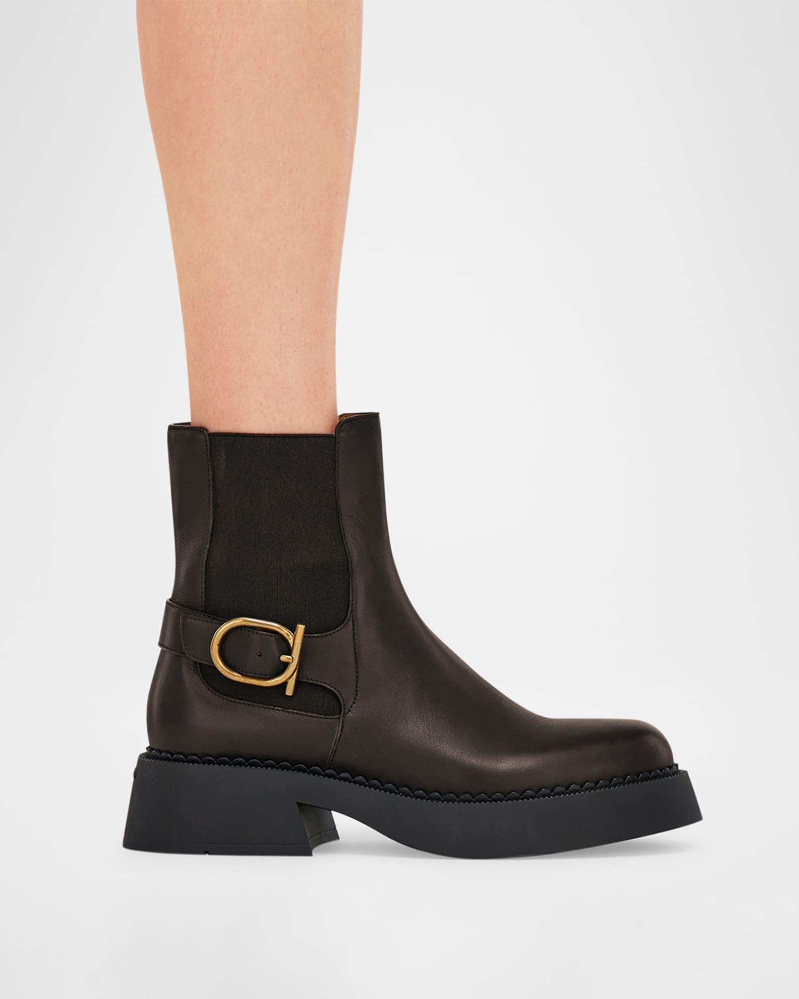 Tie Leather Ankle Booties Product Image