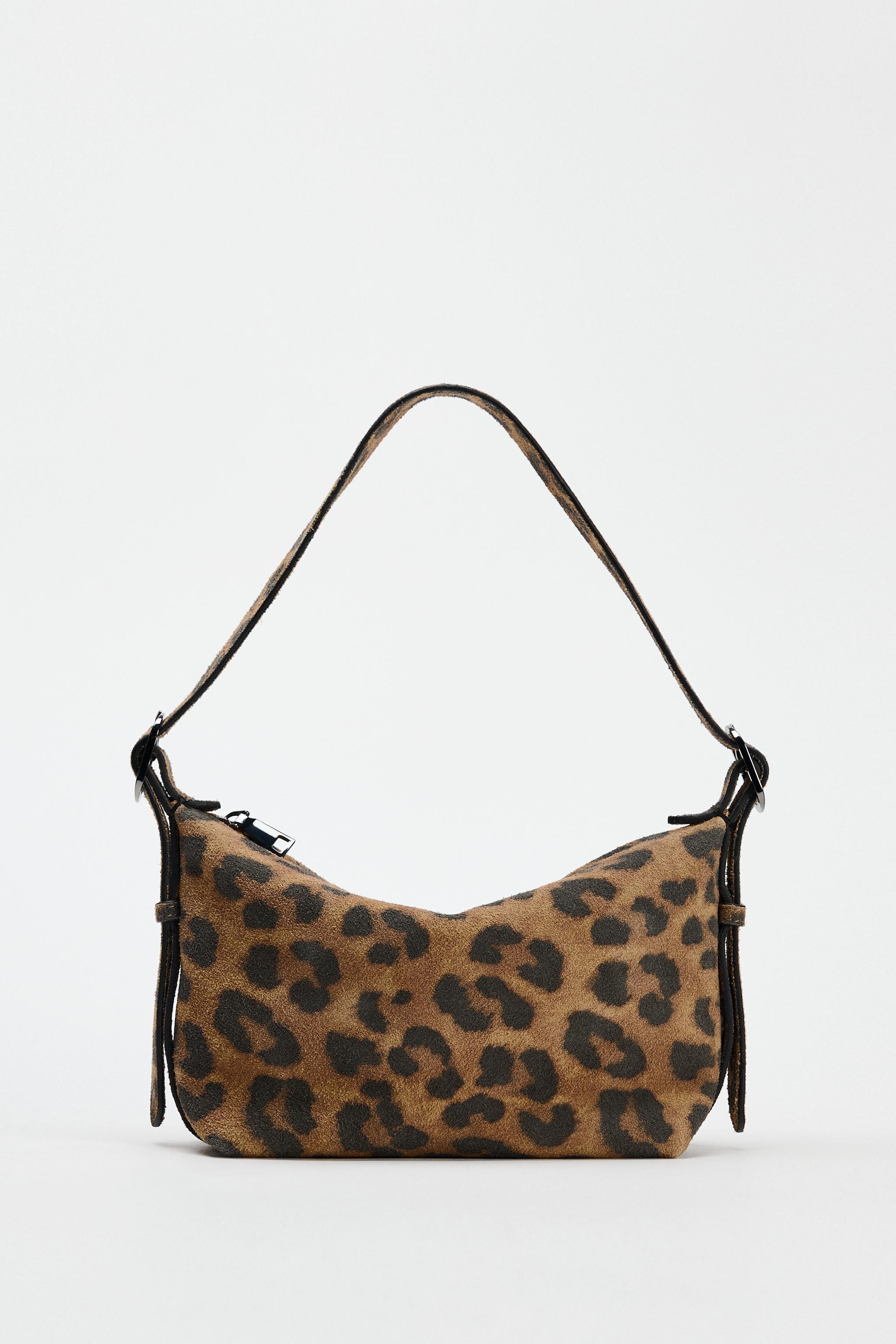 LEATHER ANIMAL PRINT SHOULDER BAG Product Image