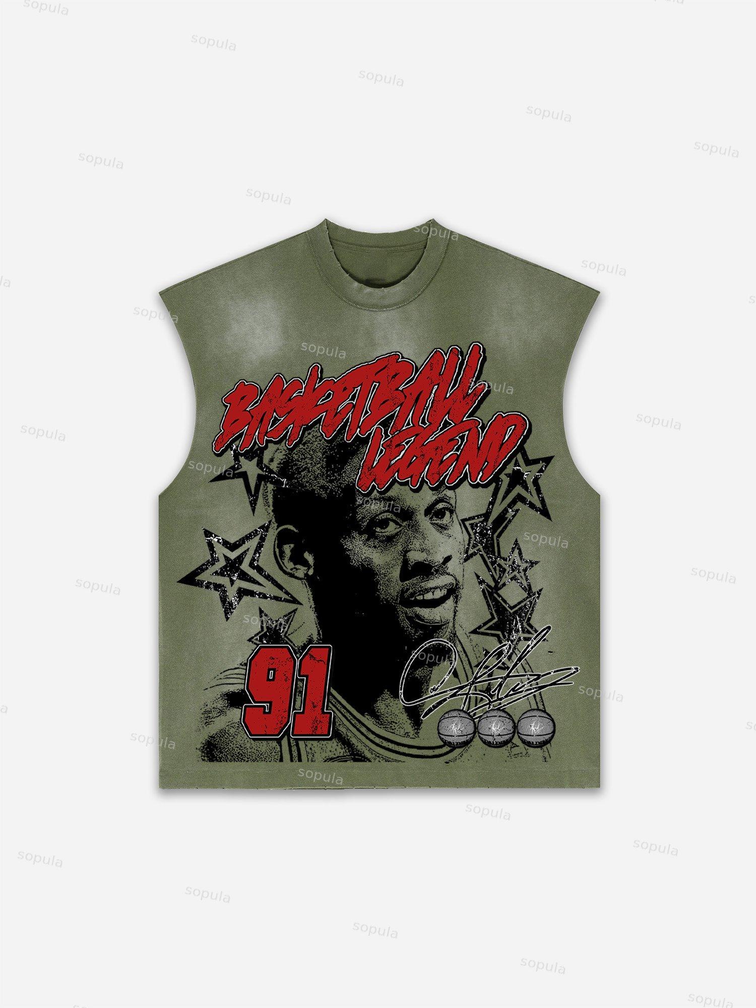 Sopula Men's Lips Graphic Print Distressed Tank Tops Sleeveless Shirts Product Image