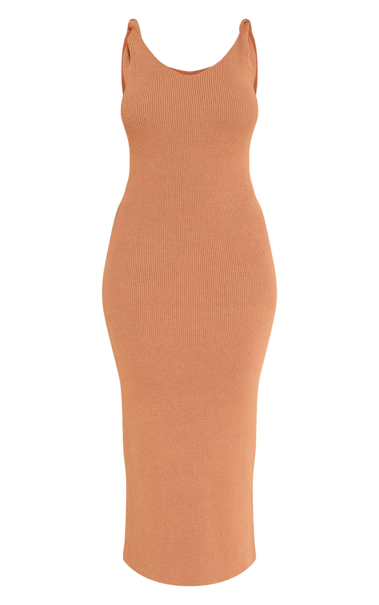 Shape Chocolate Knitted Twisted Shoulder Maxi Dress Product Image