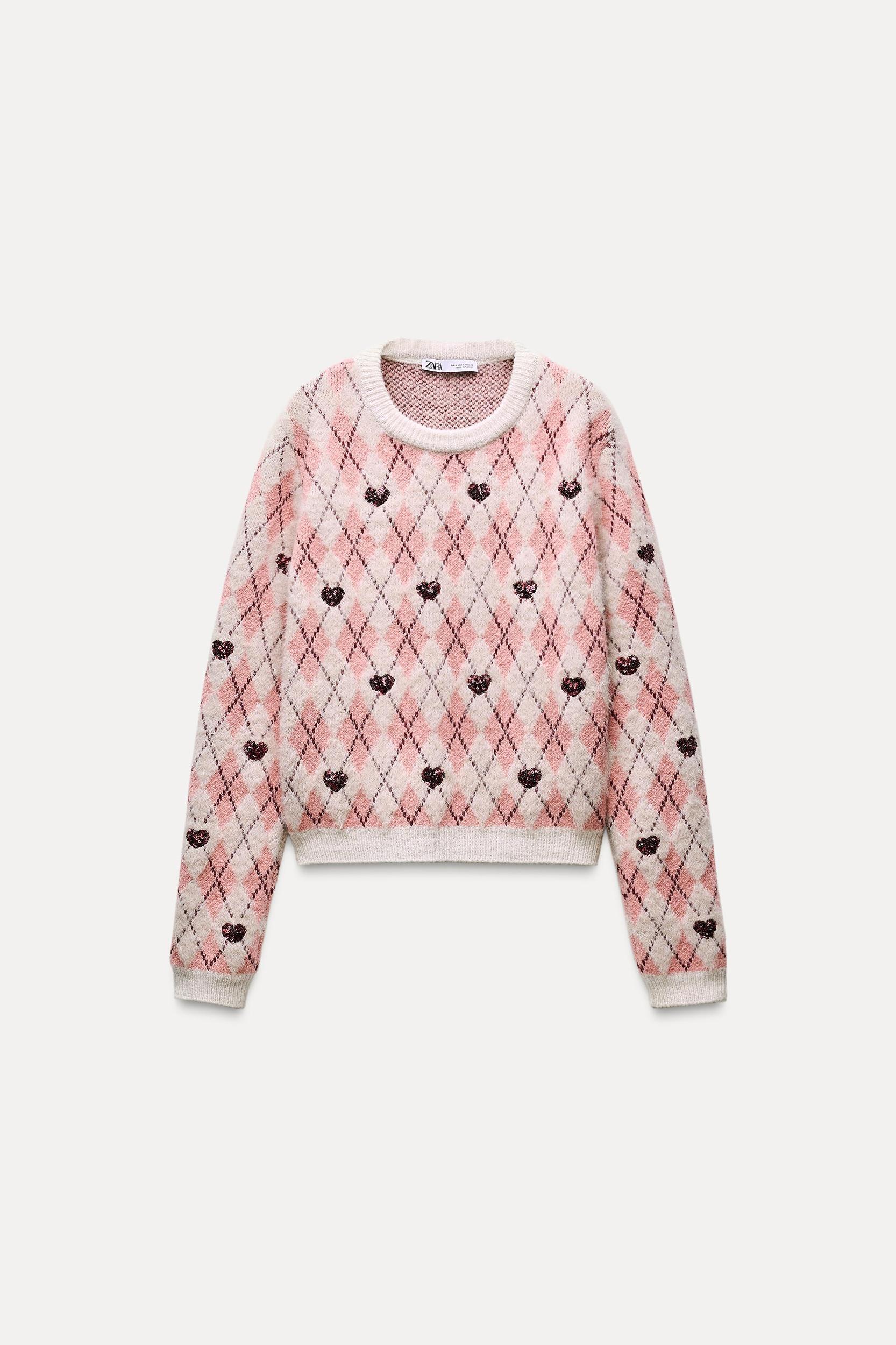 HEART JACQUARD KNIT SWEATER Product Image
