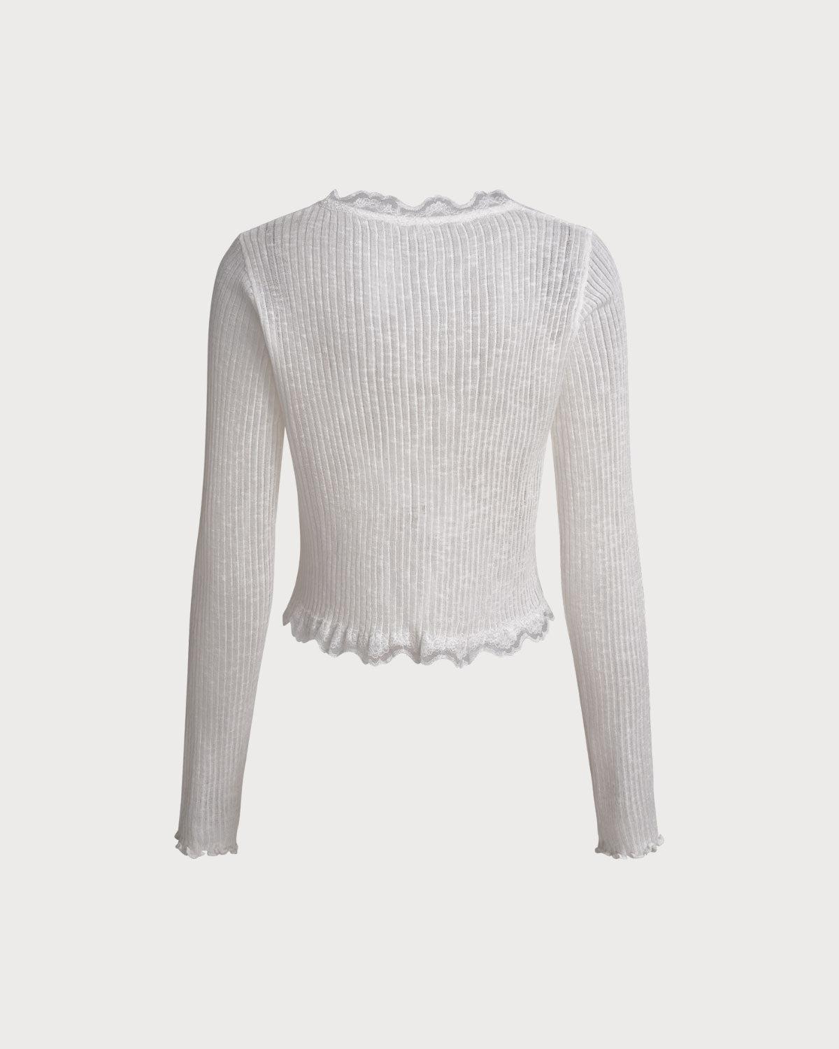 White Single Button Cardigan Product Image