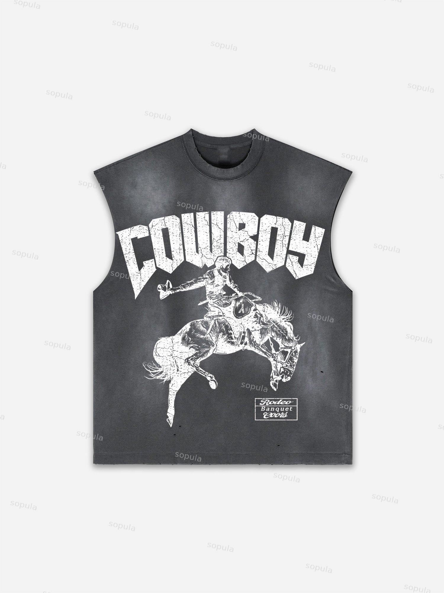 Street Abstract Portrait Print Distressed Tank Top Product Image