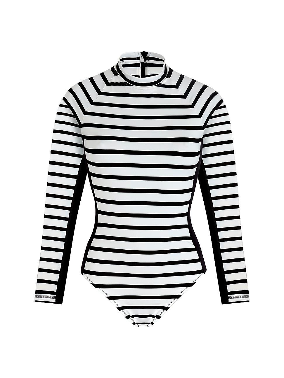 Striped Rashguard One-Piece Swimsuit Product Image