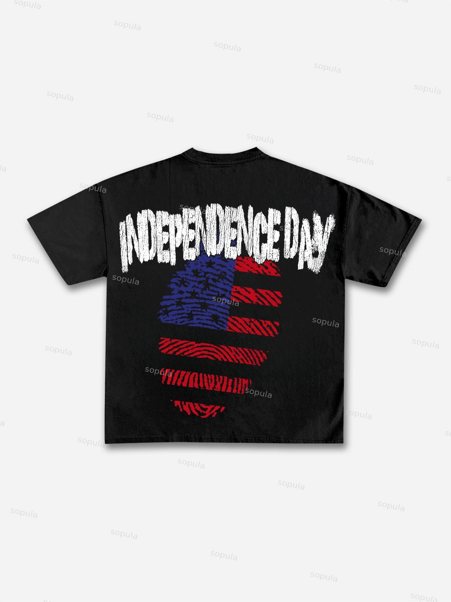 Men's Rich Street Portrait Rap Graphic Cotton T-shirt Product Image