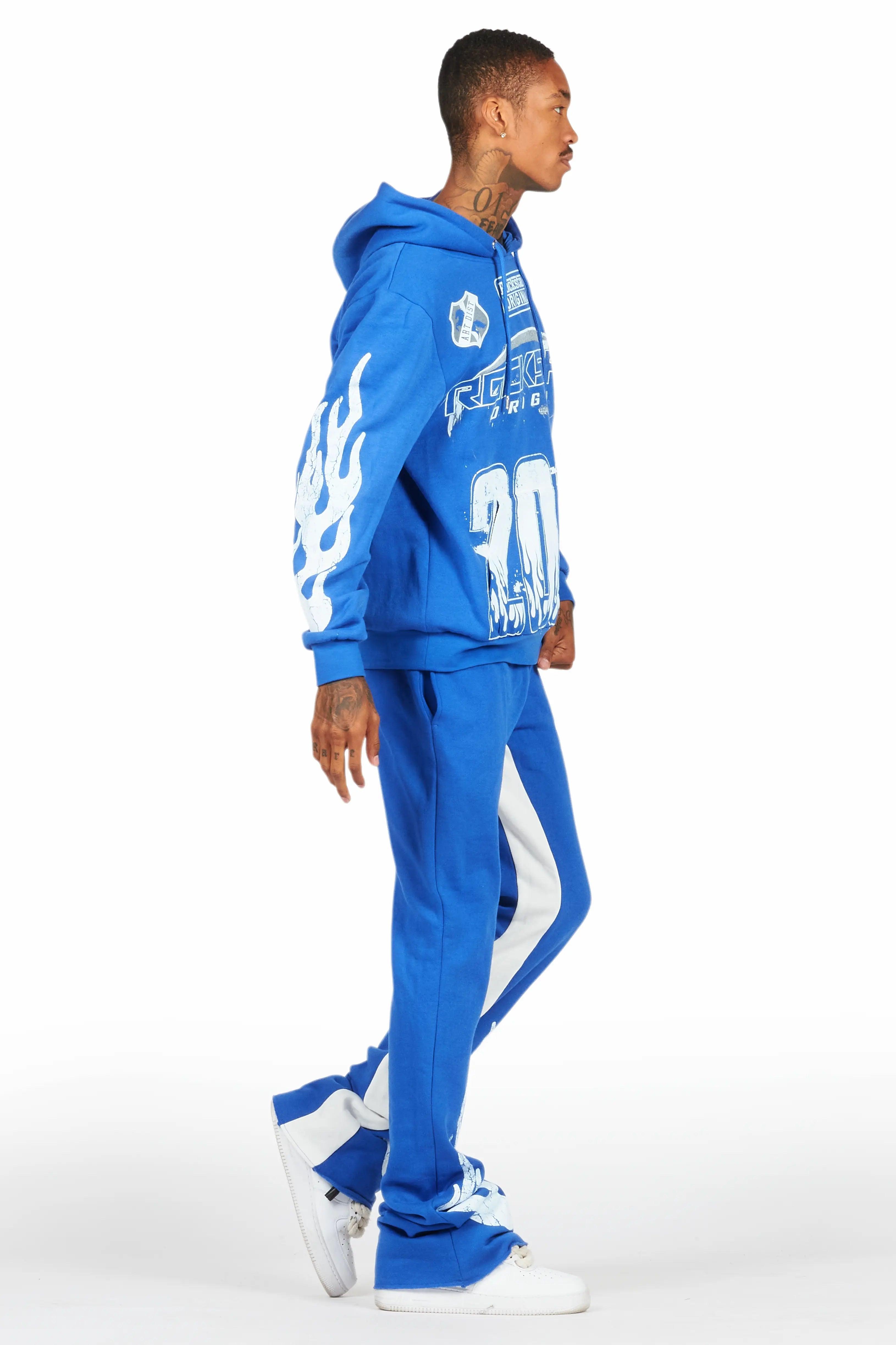 Amos Royal Blue Hoodie/Baggy Track Pant Set Male Product Image