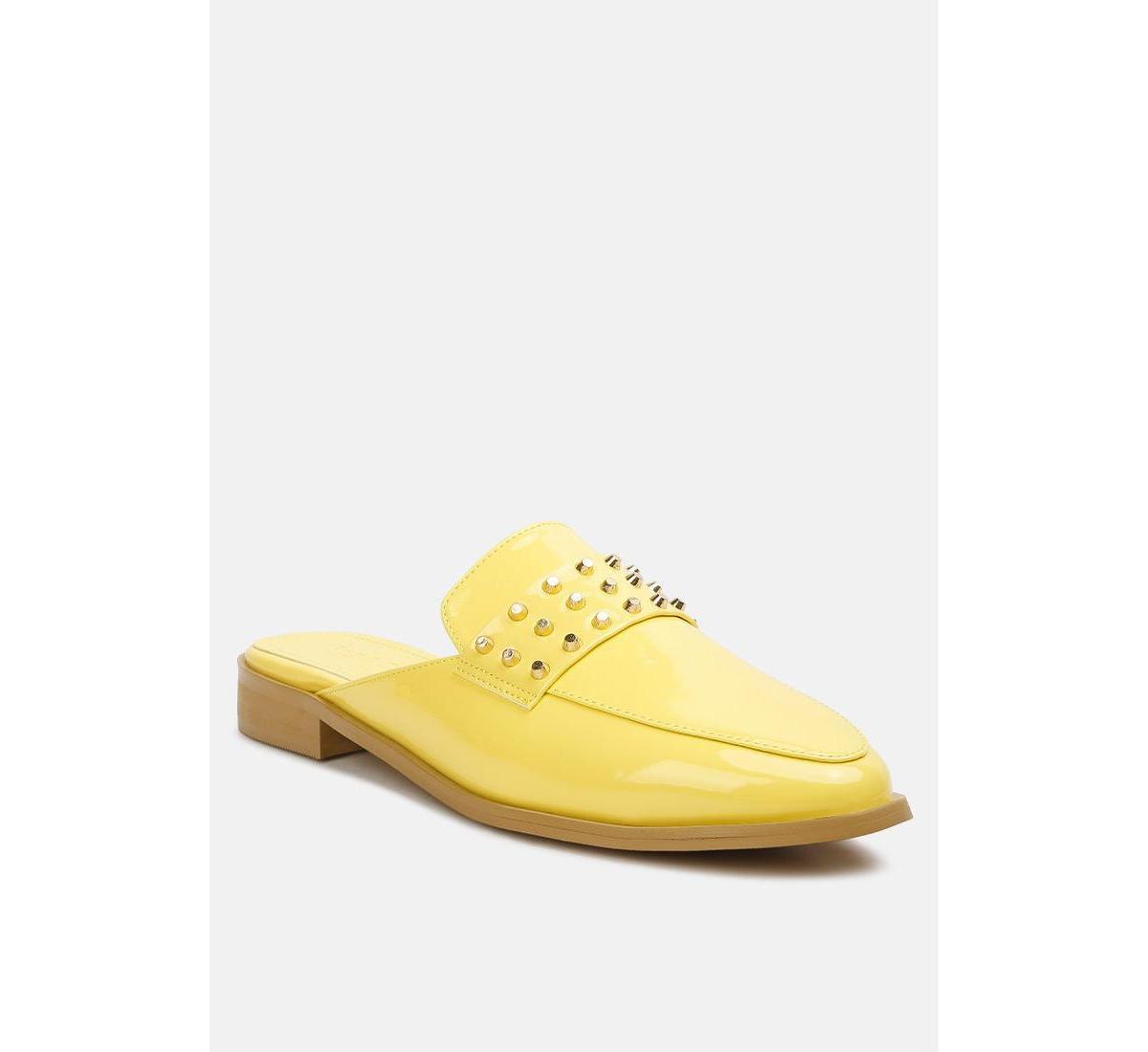 Womens Rag & Co YASHTA Patent Studded Womens Flat Mules Product Image