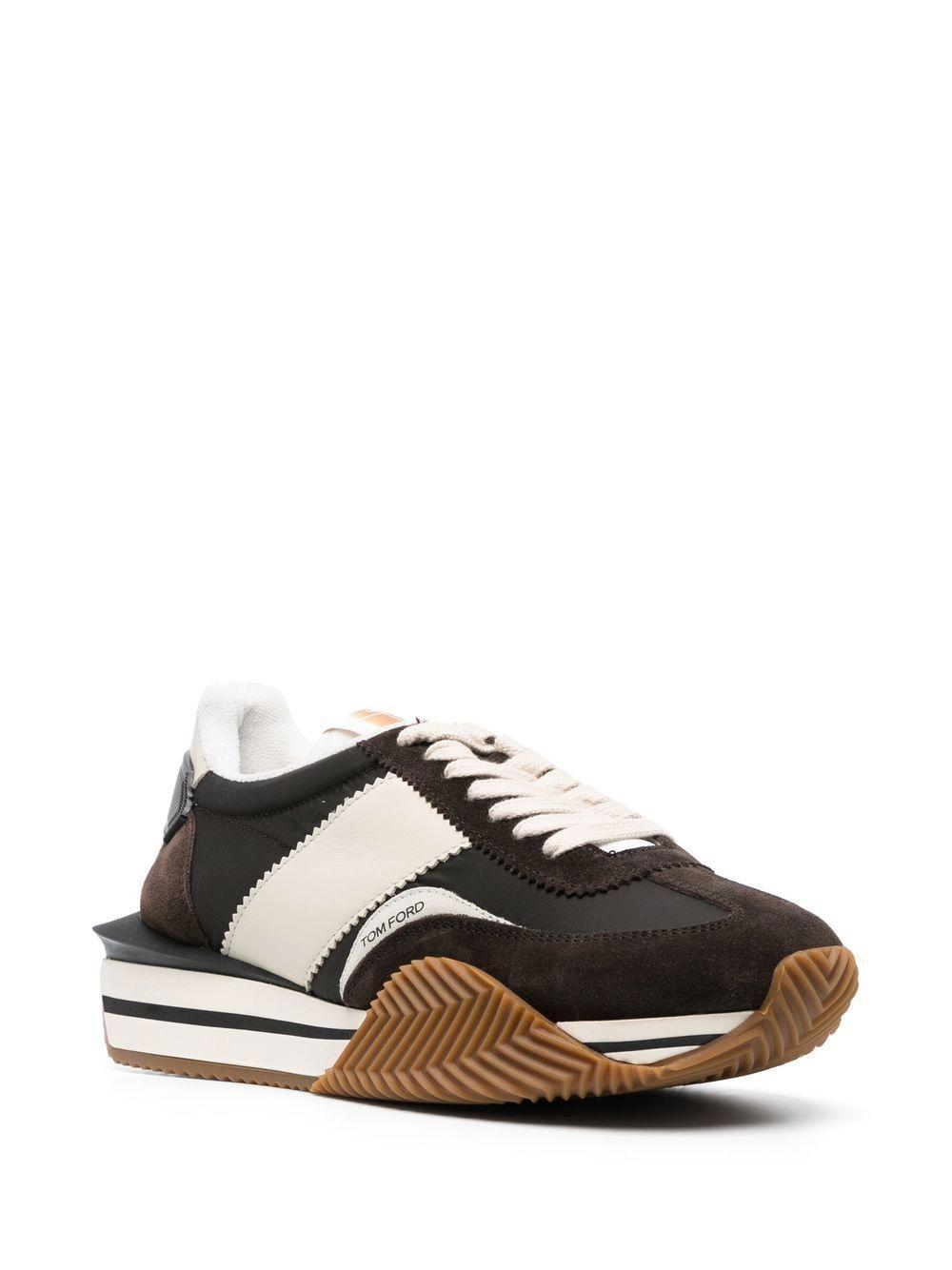 TOM FORD James Panelled Flatform Sneakers In Black/cream Product Image