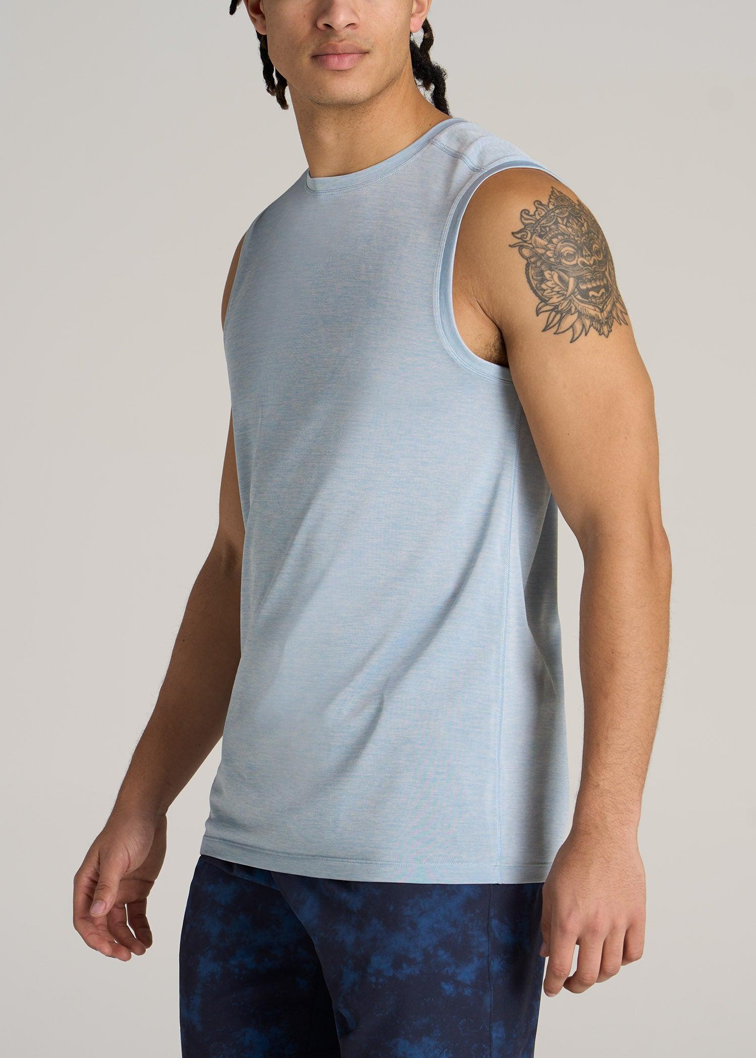 A.T. Performance MODERN-FIT Jersey Tank For Tall Men in Light Blue Mix Product Image