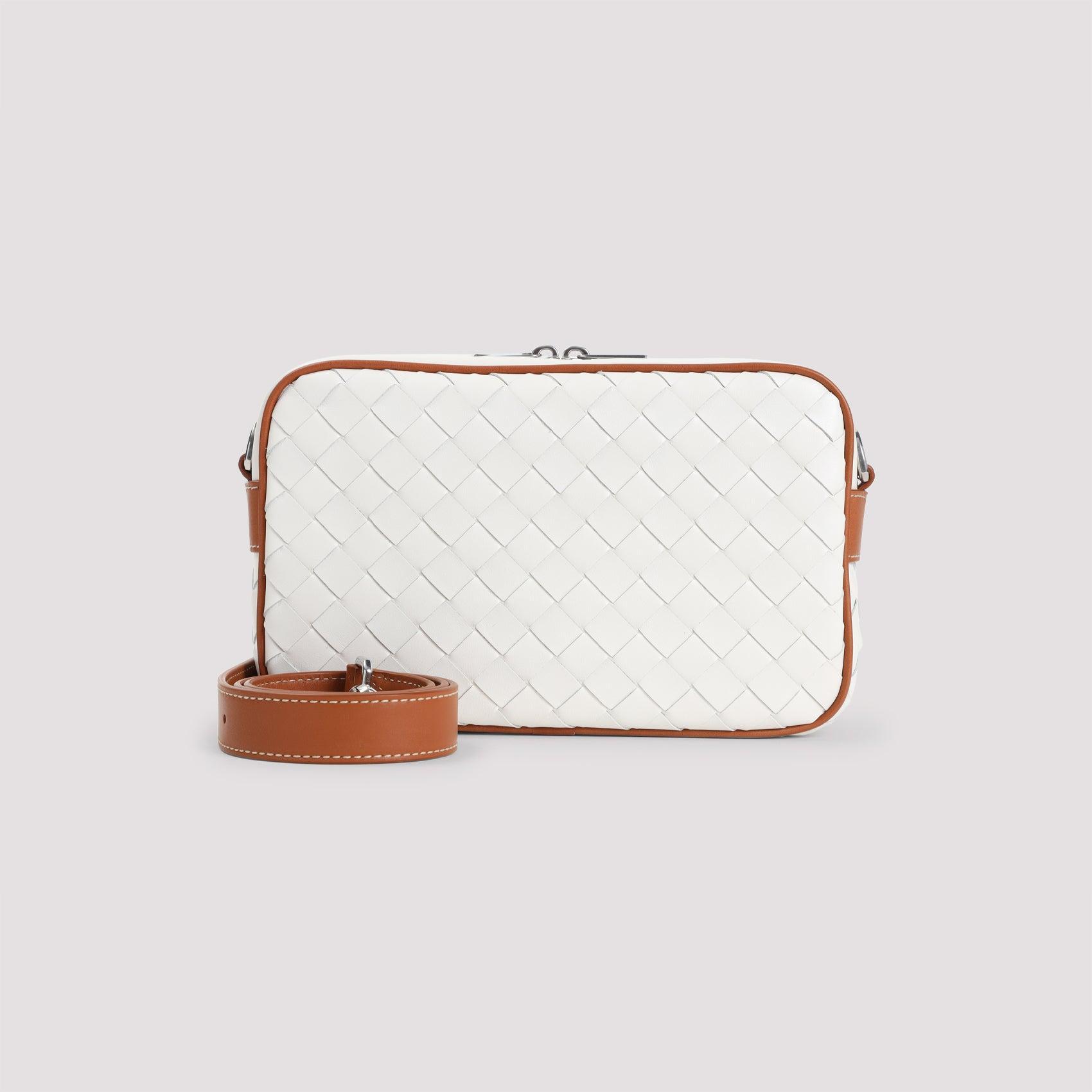 BOTTEGA VENETA Mini Leather Camera Shoulder Bag In White Product Image