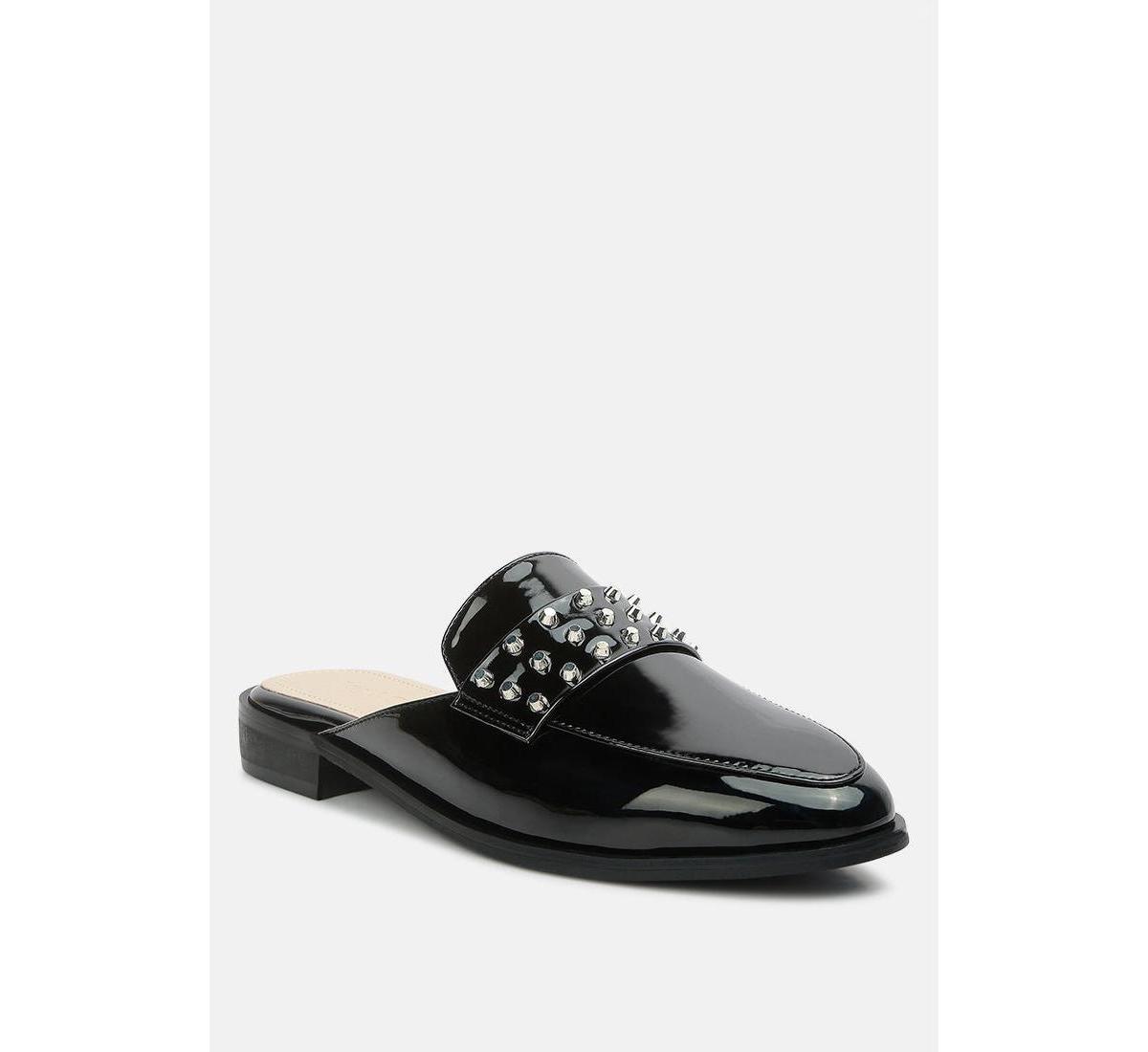 Womens Rag & Co YASHTA Patent Studded Womens Flat Mules Product Image