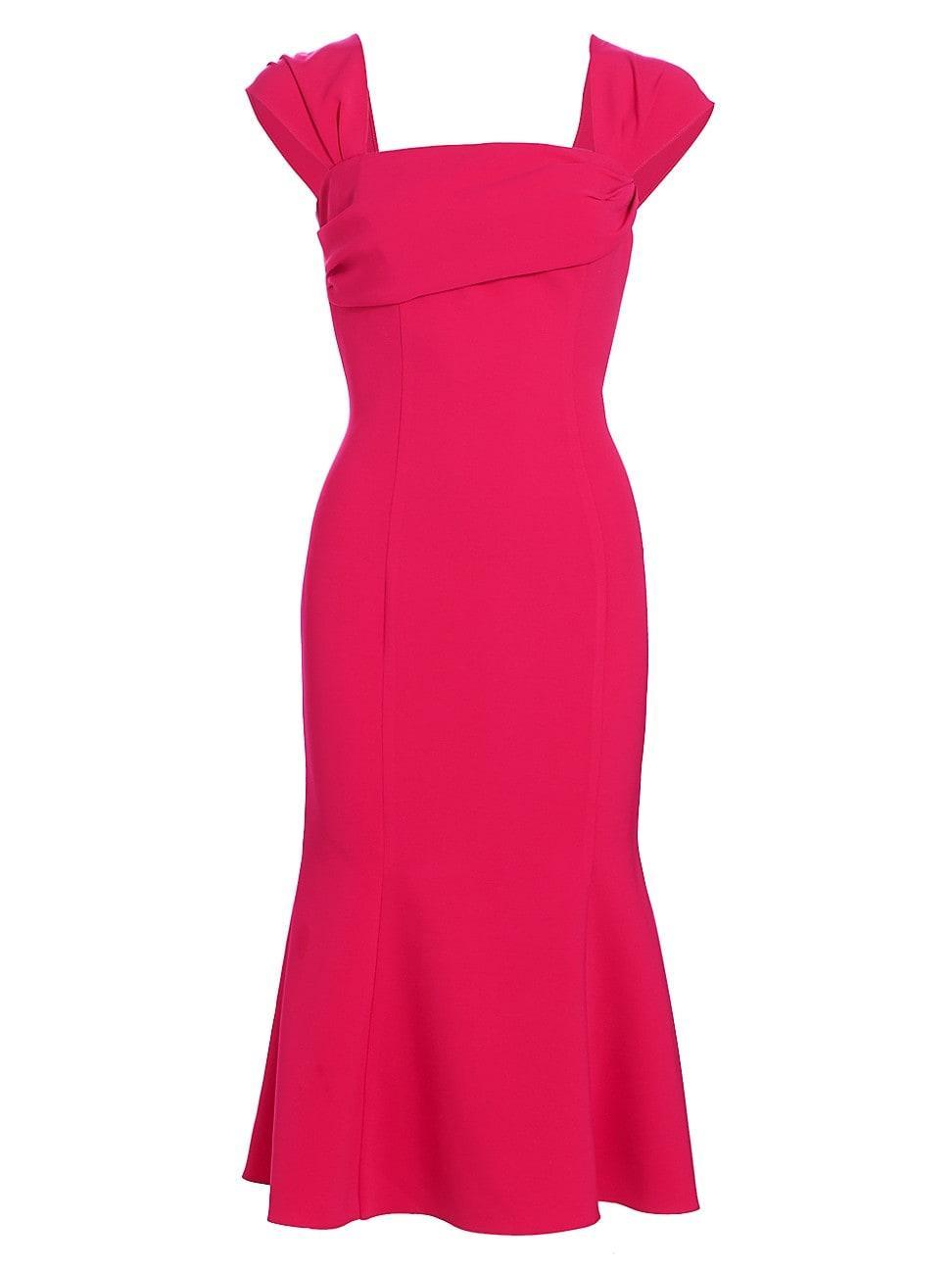 Square Neck Trumpet Midi Dress with Cap Sleeves Product Image