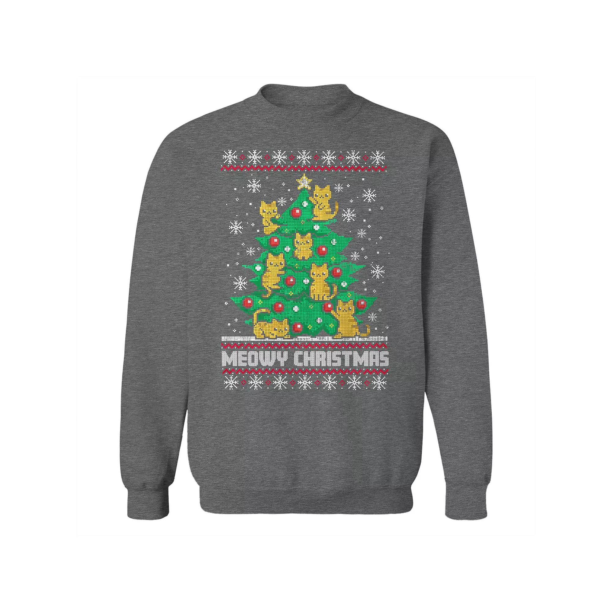 Men's Meowy Tree Christmas Sweater Graphic Sweatshirt, Adult Unisex,  Product Image