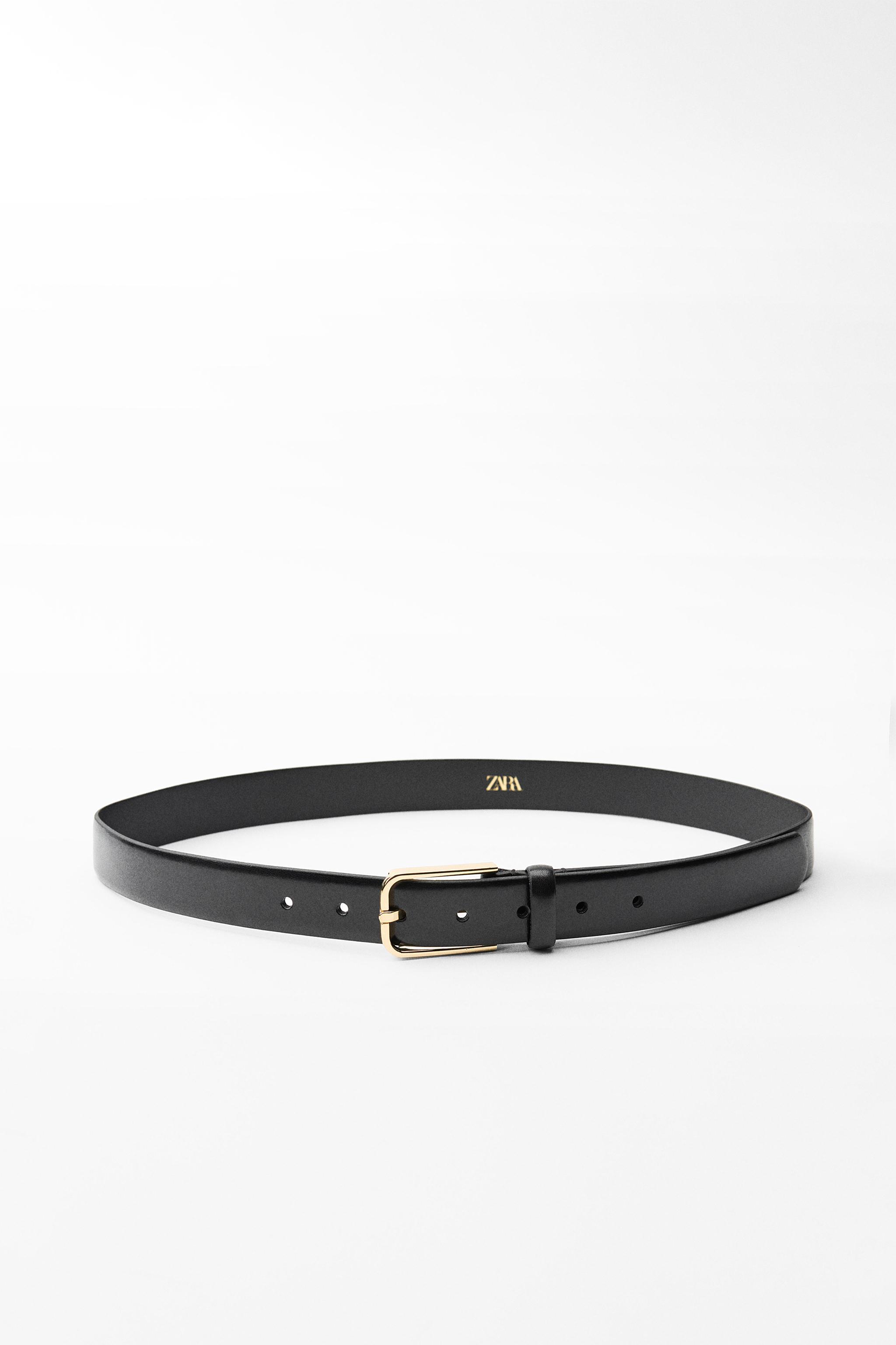 LEATHER BELT WITH SQUARE BUCKLE Product Image