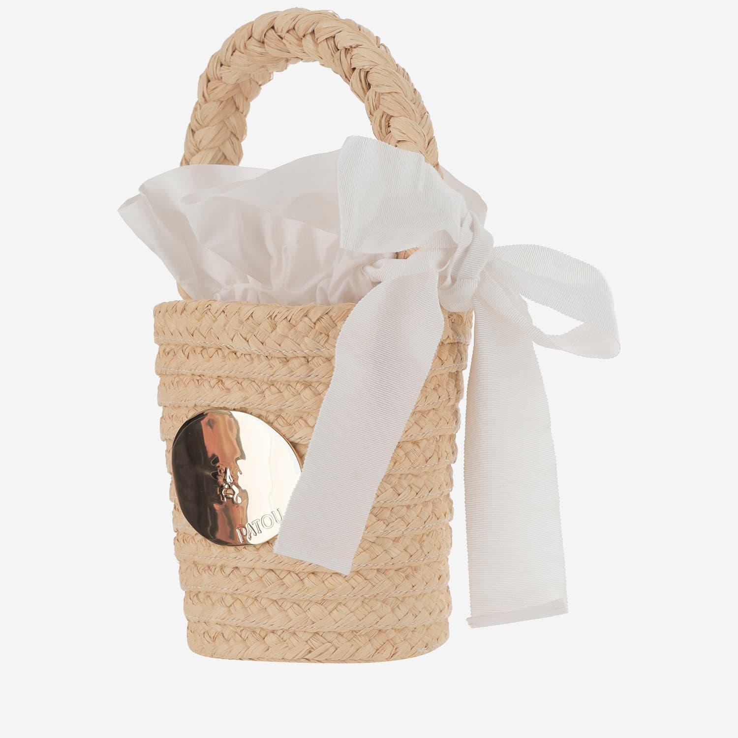 PATOU Raffia Bucket Bag In White Product Image