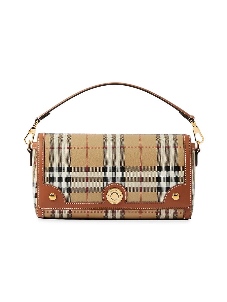 Womens Check & Leather Top Handle Note Bag Product Image