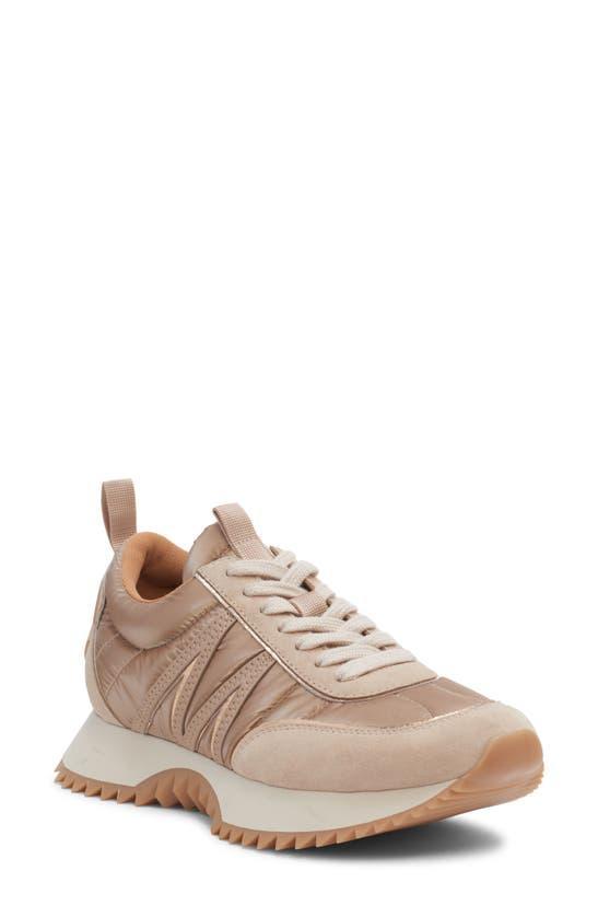 MONCLER Pacey Metallic Runner Sneakers In Beige Product Image