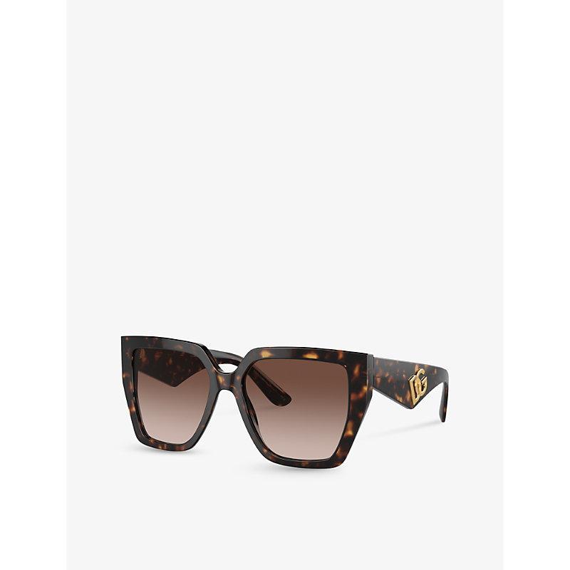 DOLCE & GABBANA Womens Brown Dg4438 Square-frame Tortoiseshell Acetate Sunglasses Product Image