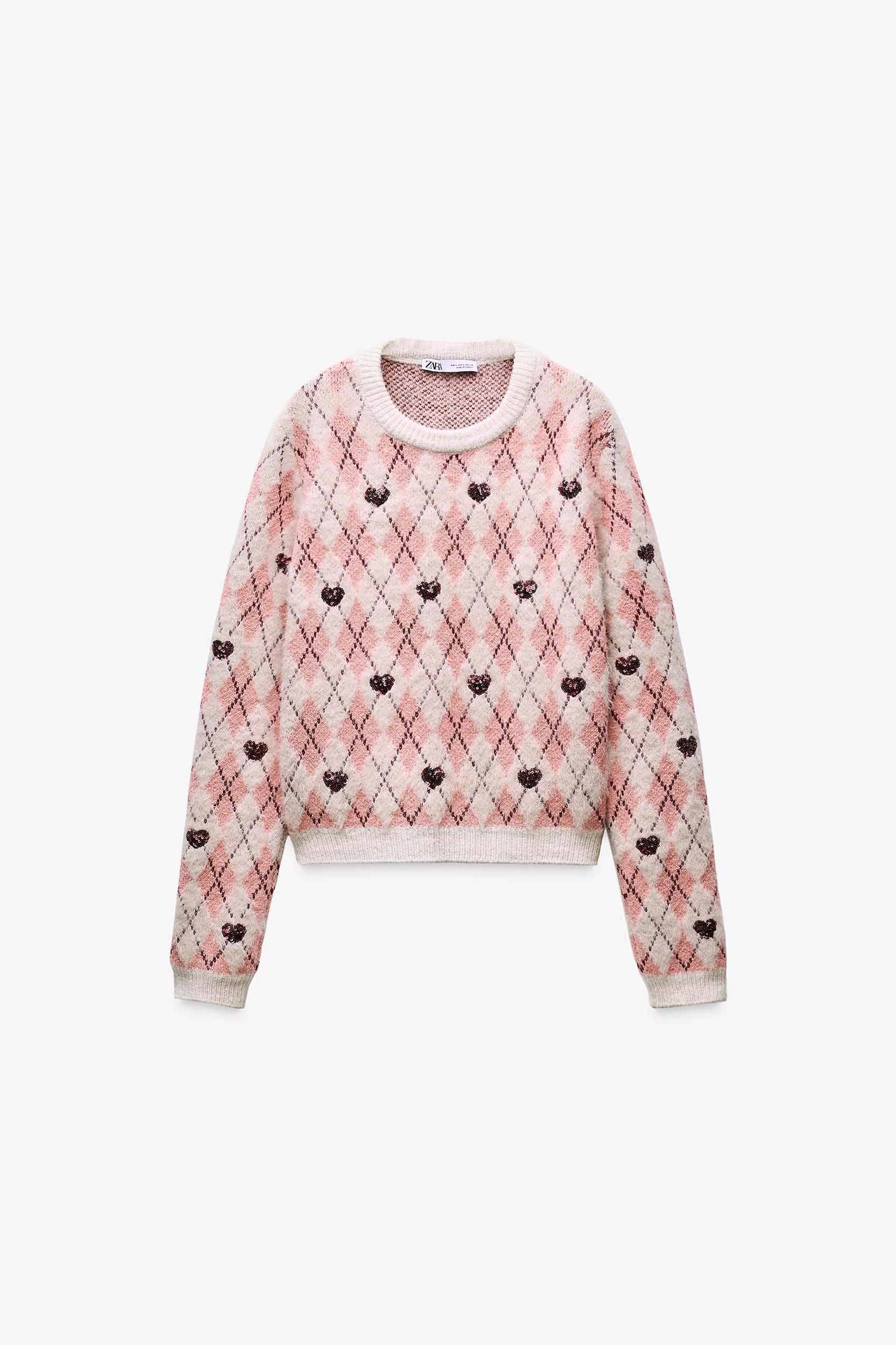 HEART JACQUARD KNIT SWEATER Product Image