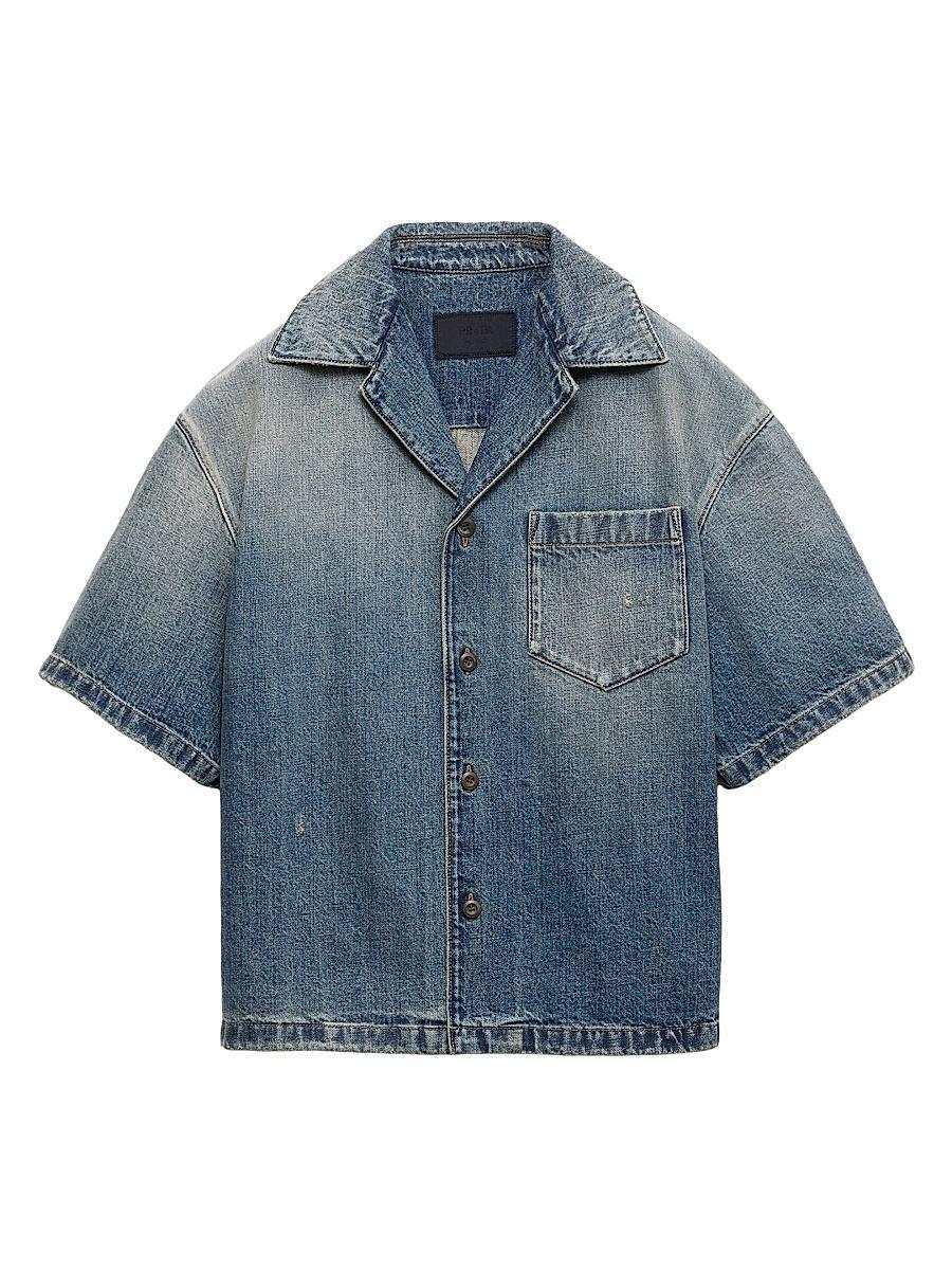 Mens Denim Boxy-Fit Bowling Shirt Product Image
