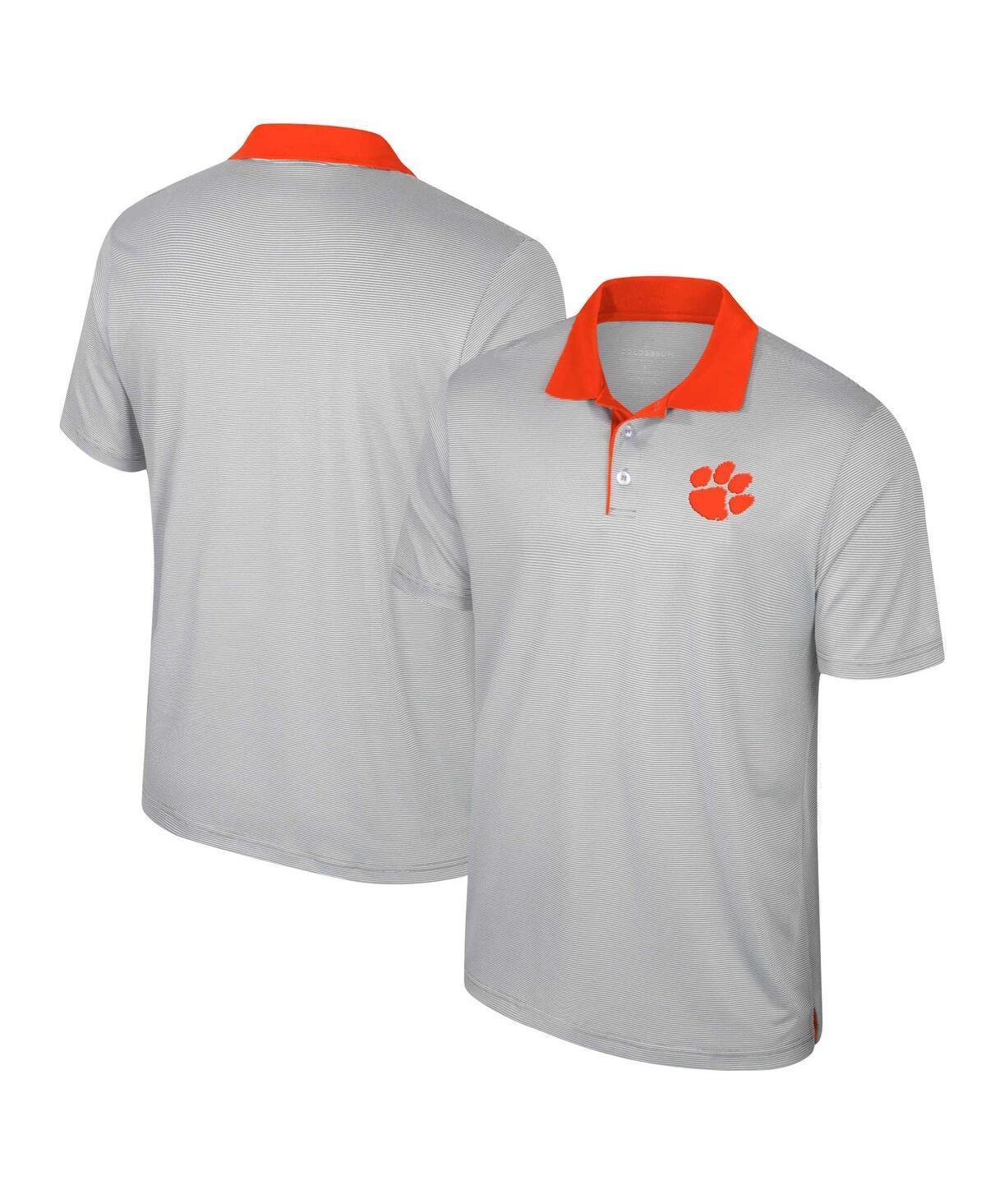 Men's Colosseum Gray Clemson Tigers Big & Tall Tuck Striped Polo, Size: 3XB, Grey Product Image