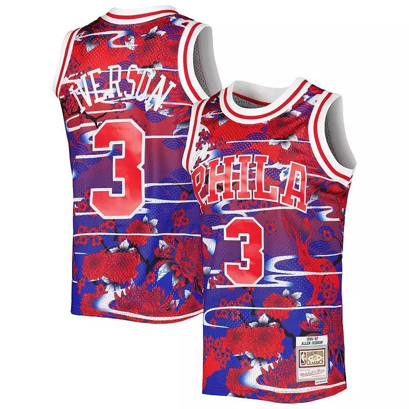 Men's Mitchell & Ness Allen Iverson Red Philadelphia 76ers 1996/97 Hardwood Classics Lunar New Year Swingman Jersey,  Product Image