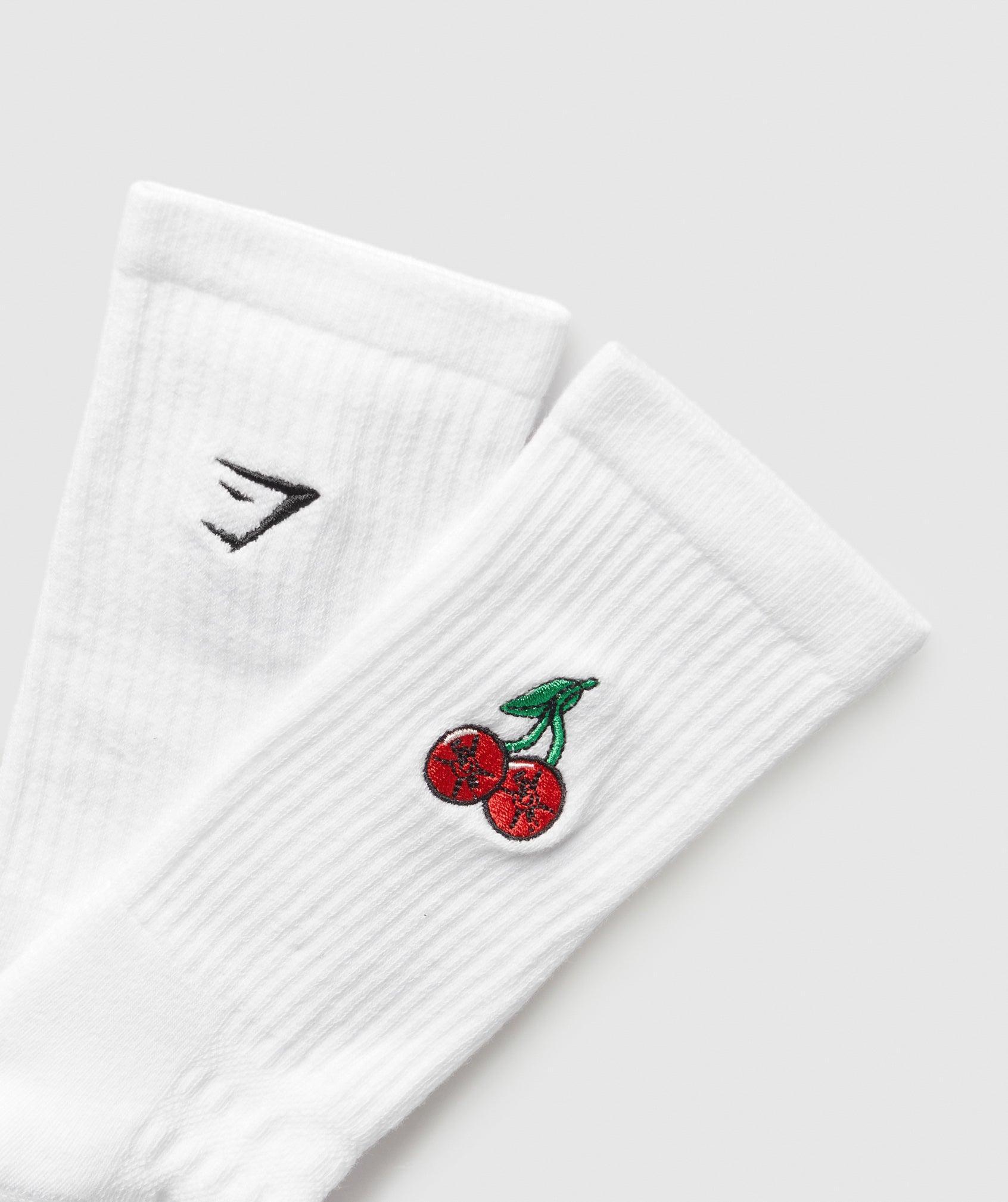 Graphic Cherries Crew Sock Single Product Image