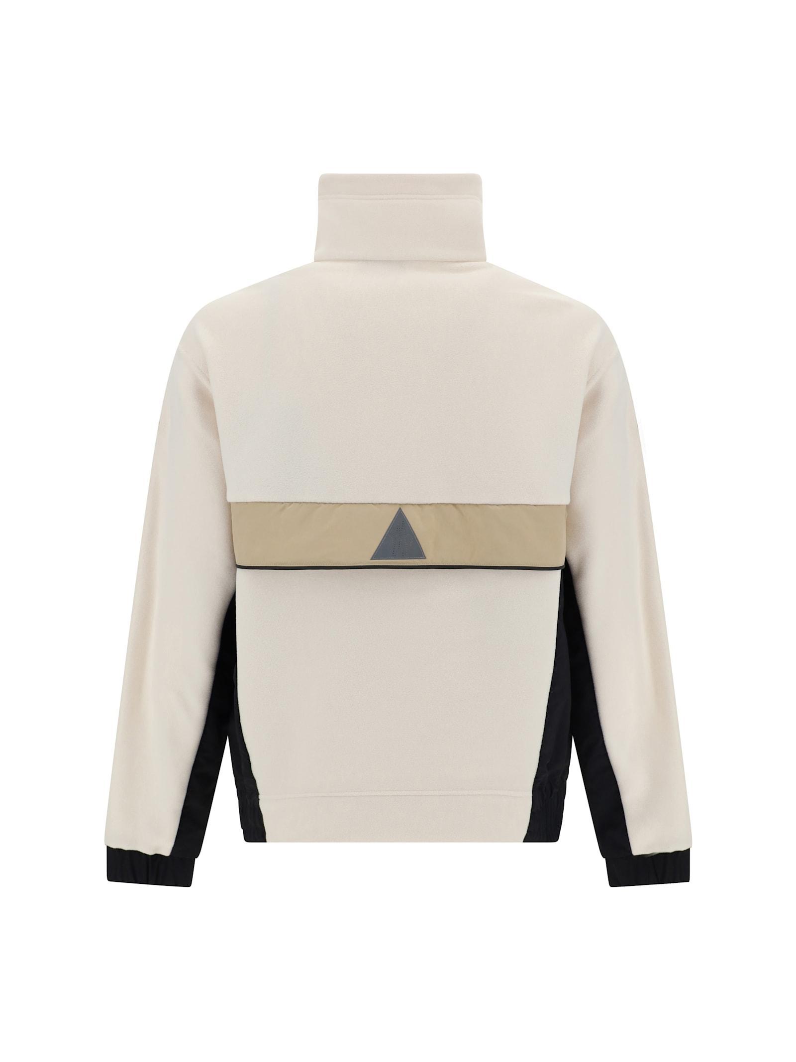 MONCLER Fleece Half Zip Turtle Neck Sweatshirt In Cream Product Image