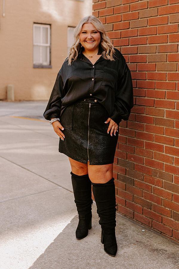 For The Record Button Up In Black Curves Product Image