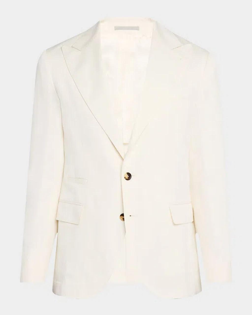 BRUNELLO CUCINELLI Men's Silk And Linen Gabardine Sport Coat In Off White Product Image