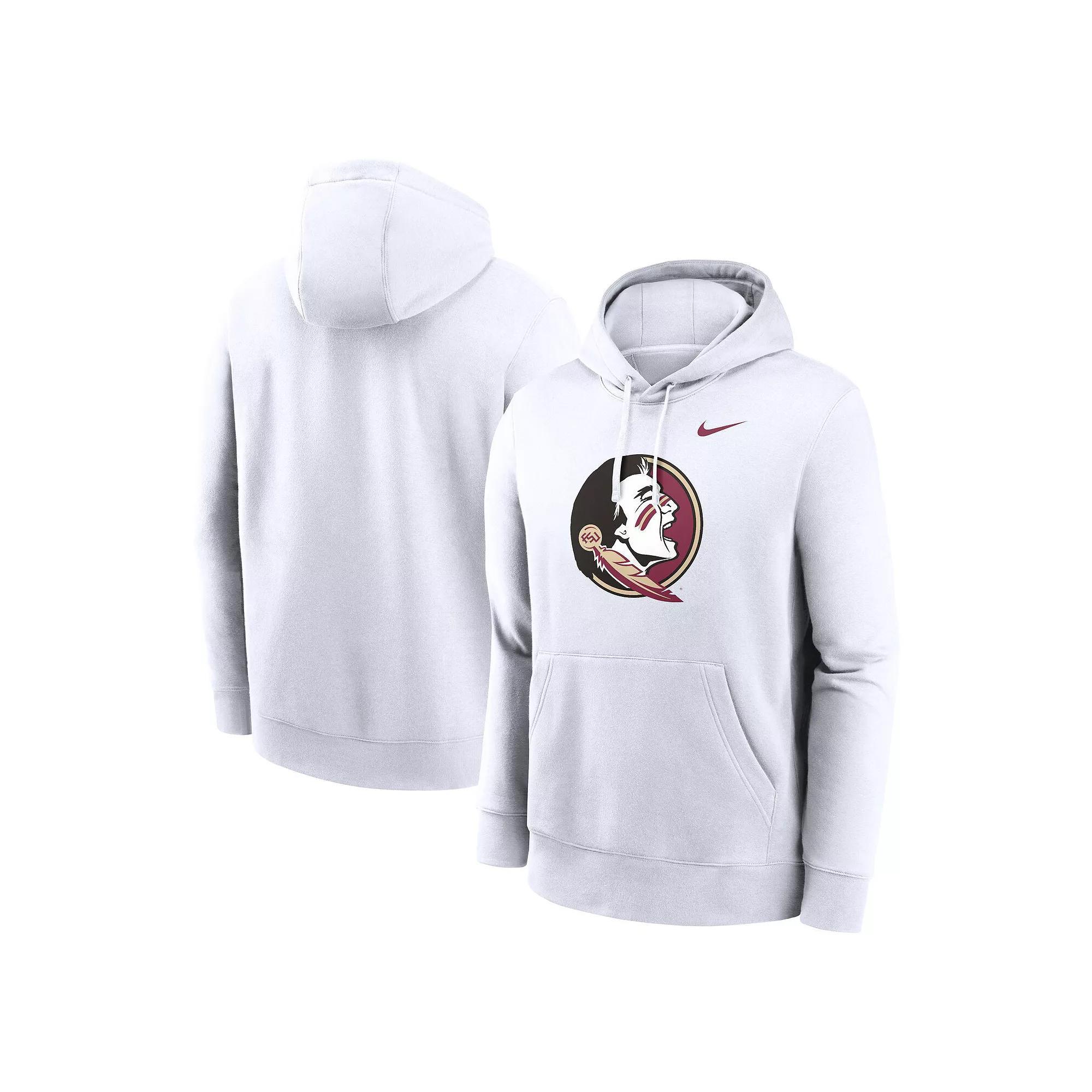 Men's Nike White Florida State Seminoles Primetime Evergreen Club Fleece Pullover Hoodie, Size: Medium Product Image