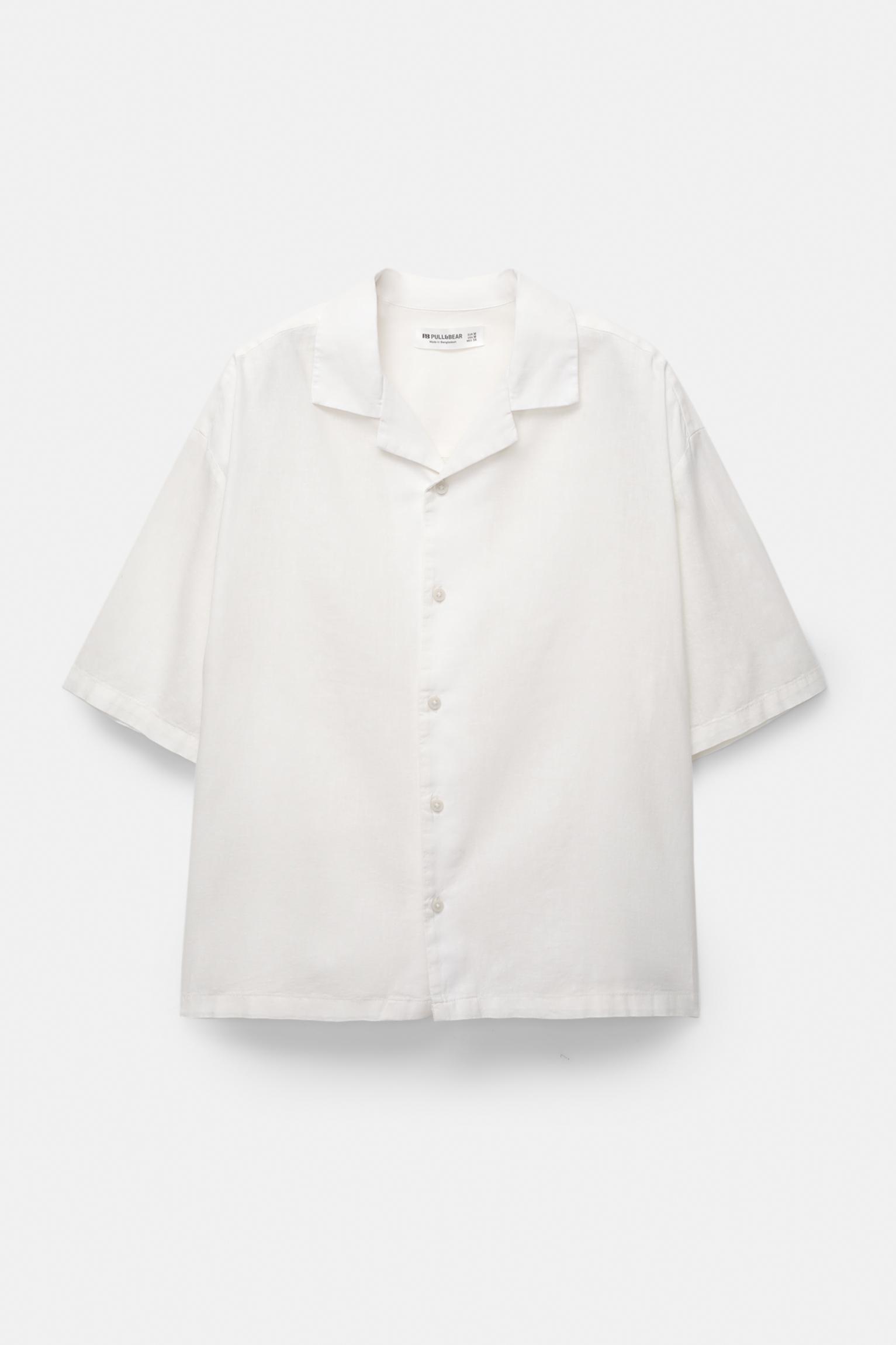 Short sleeve linen blend shirt Product Image
