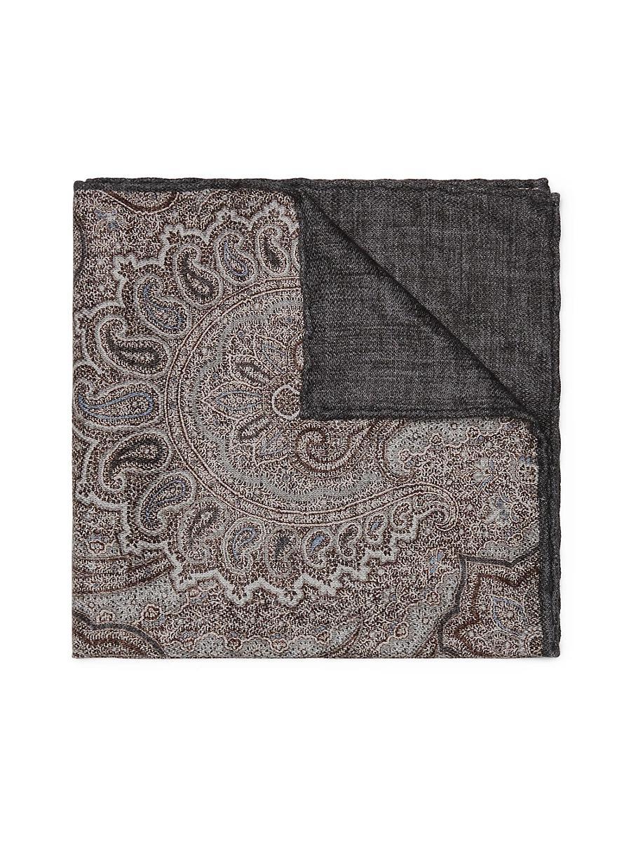 Mens Silk Pocket Square with Paisley Design Product Image