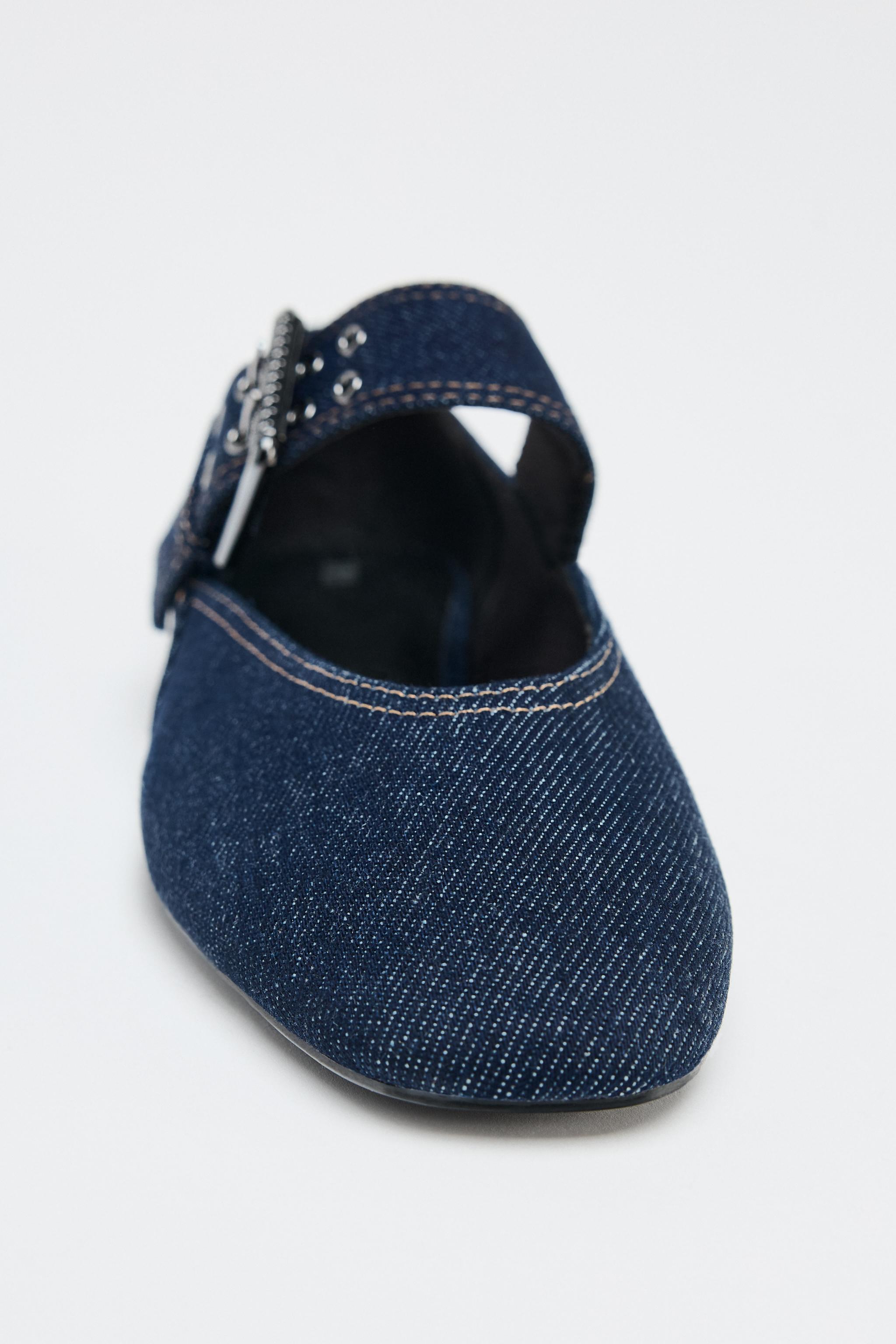 DENIM BUCKLE BALLET FLATS Product Image