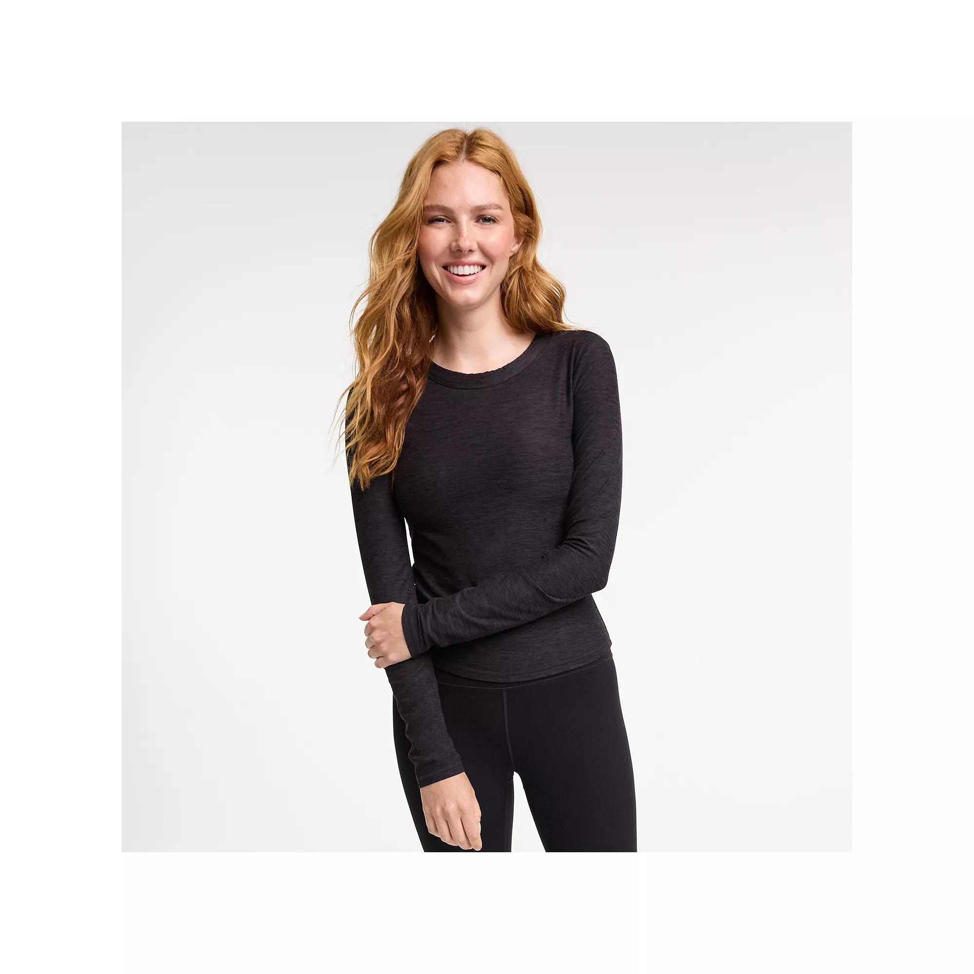 Women's FLX Wander Long Sleeve Tee, Size: XS, Black Grey Product Image