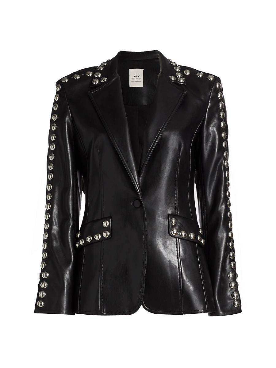 Womens Studded Milly Vegan Leather Jacket Product Image