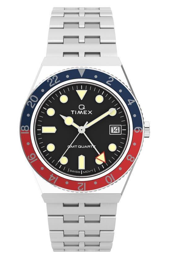 TIMEX ® Q Gmt Bracelet Watch, 38mm In Stainless Steel Product Image