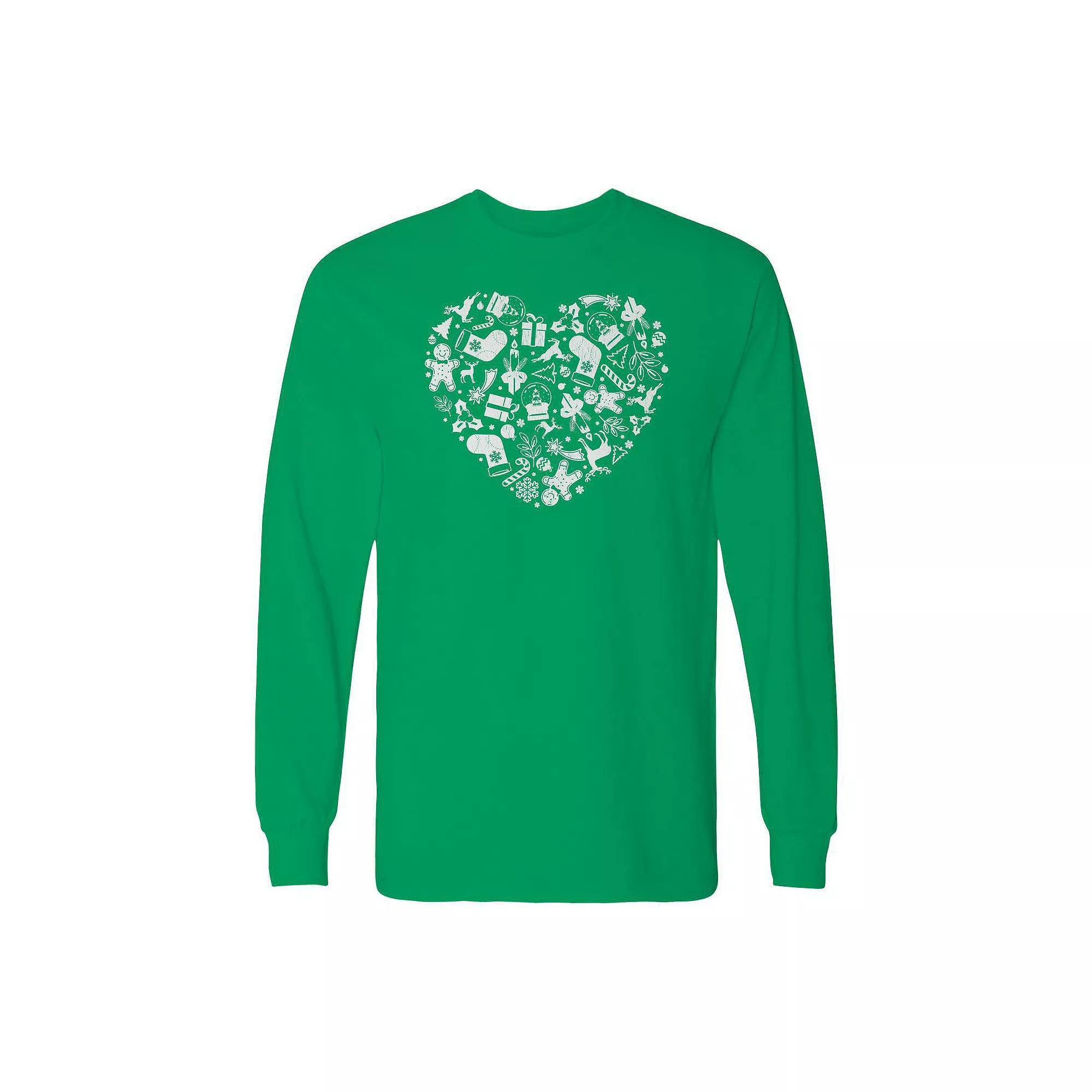 Men's Christmas Heart Long Sleeve Graphic Tee, Adult Unisex,  Product Image