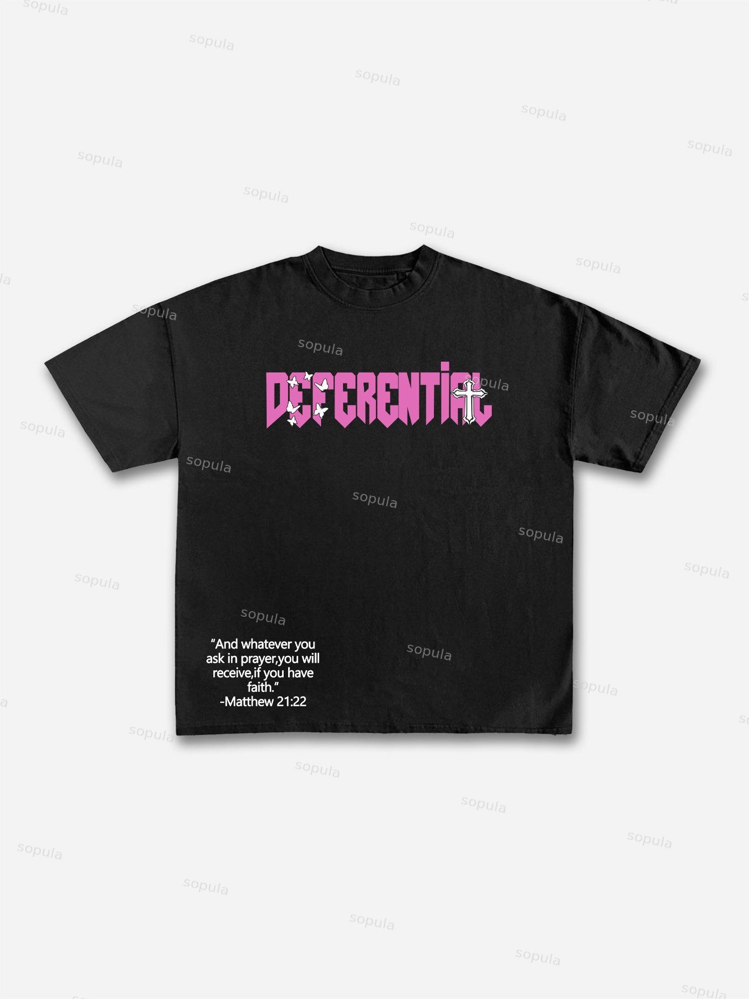 Men's Butterfly Faith Cross Vintage Graphic Cotton T-Shirt Product Image