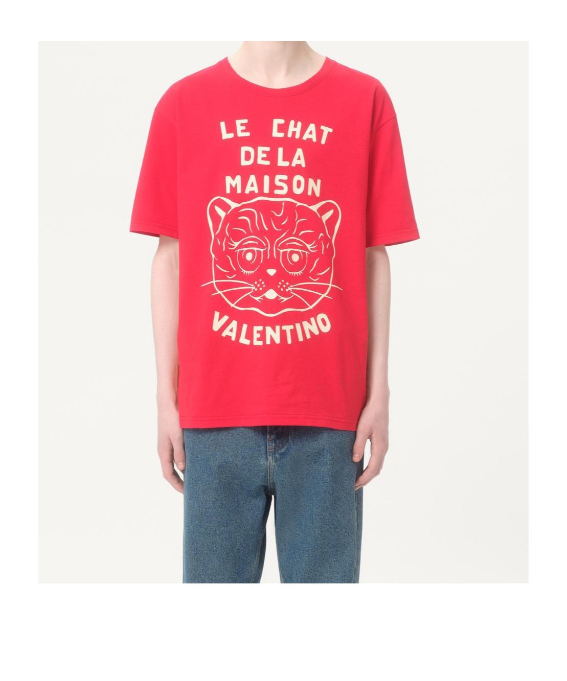VALENTINO Graphic Print House Cat Crew Neck T-shirt In Red Product Image