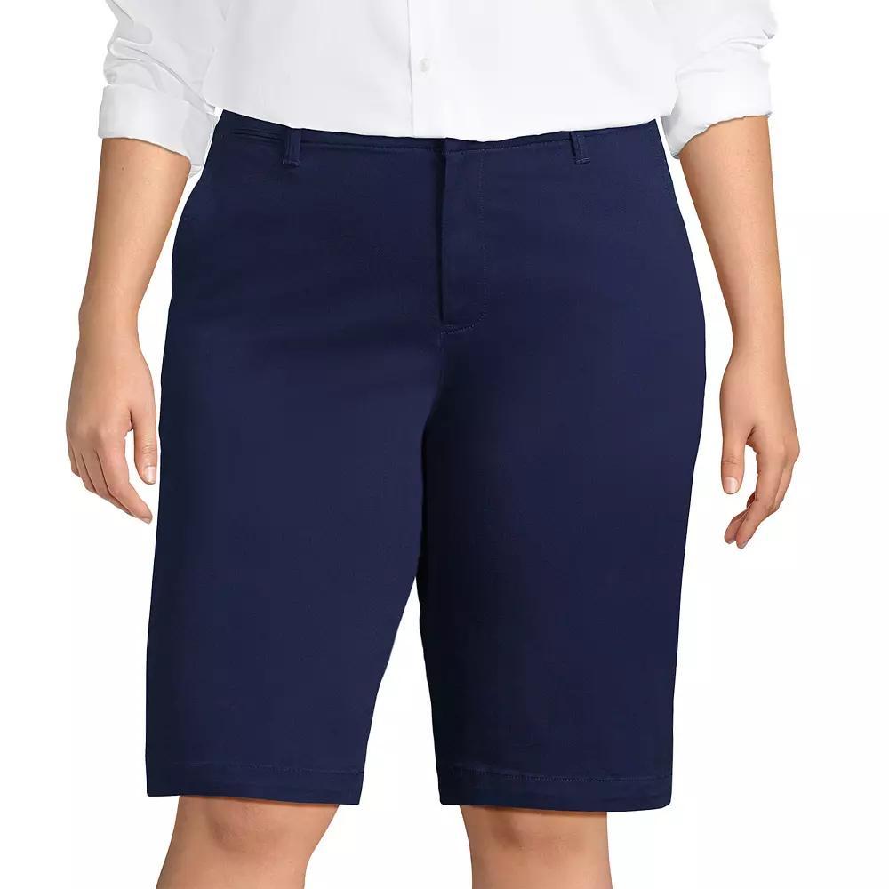 Plus Size Lands' End Elastic Back Classic Bermuda 12" Chino Shorts, Women's, Size: 20 W, Light Grey Product Image